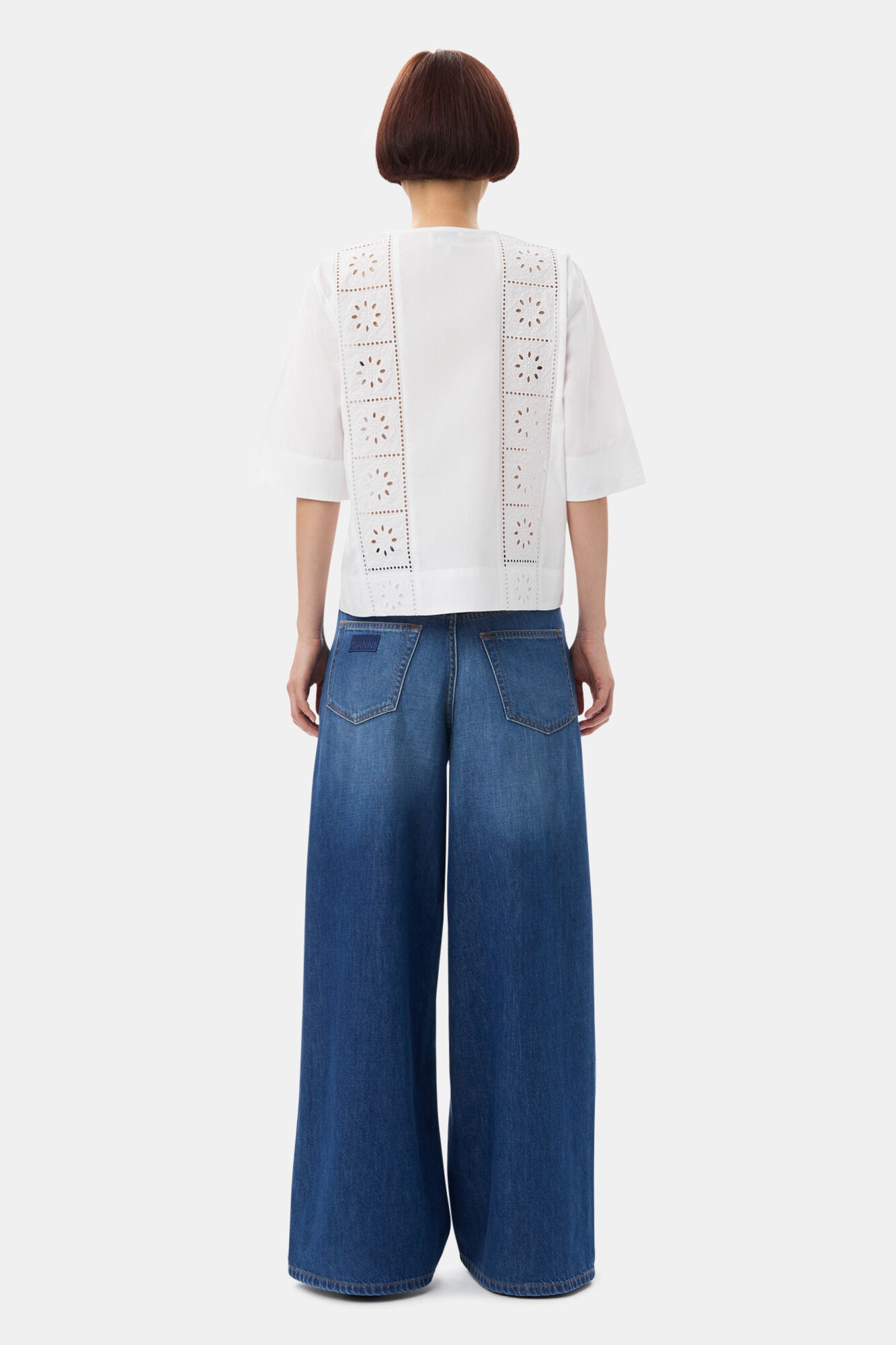 WHITE BRODERIE ANGLAISE TIE BLOUSE - 5