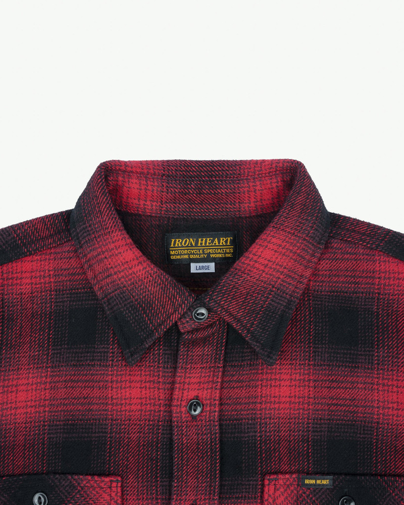 ULTRA HEAVY FLANNEL OMBRÉ CHECK WORK SHIRT - RED/BLACK 6