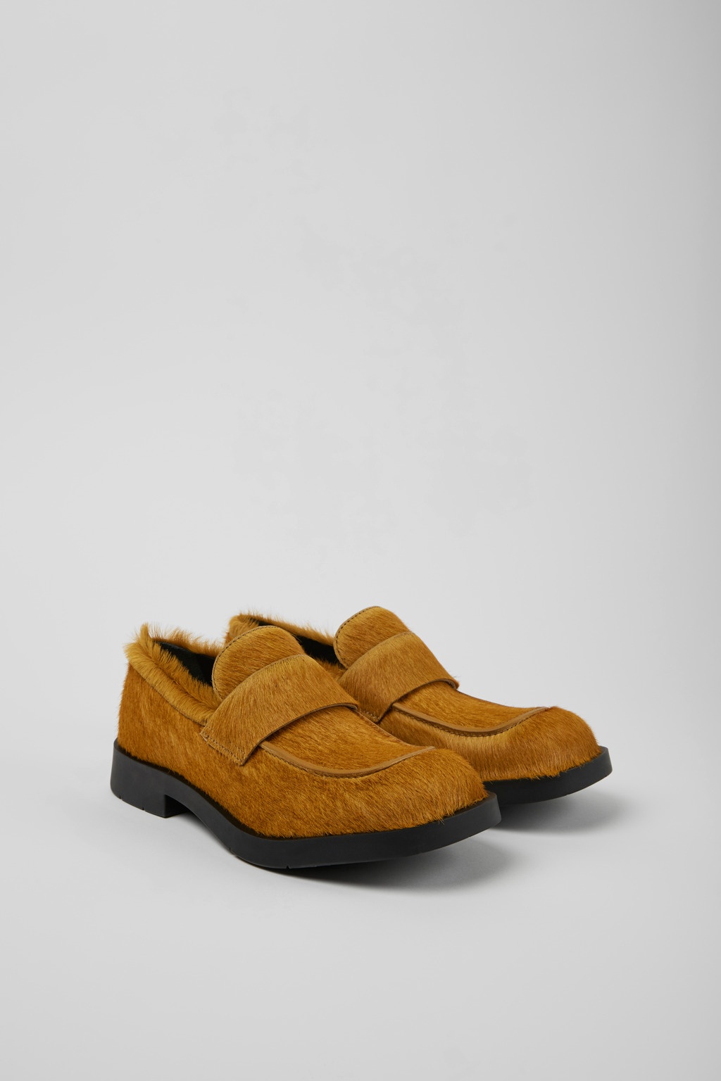 Dark yellow long calf hair leather loafers - 2