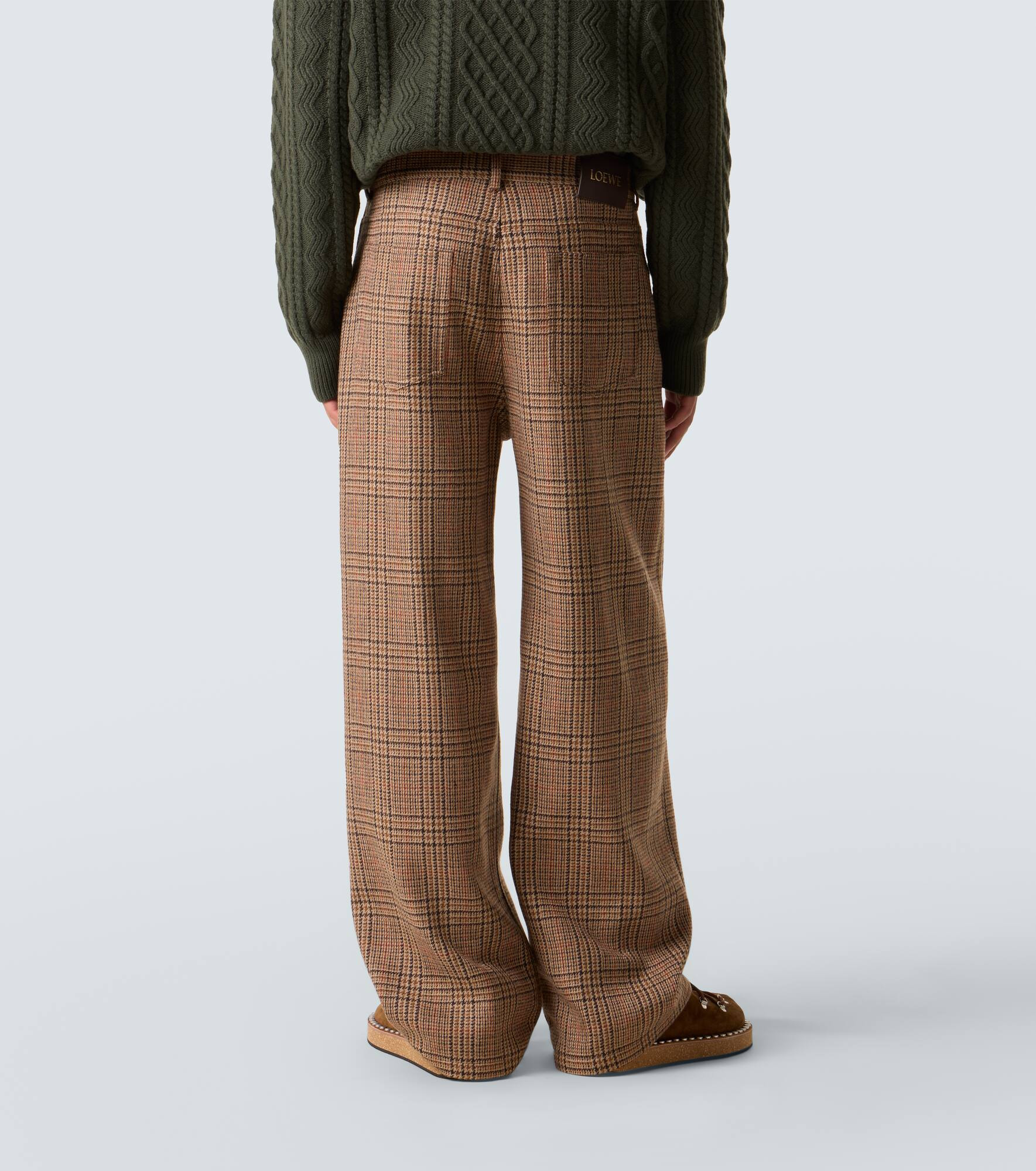 Checked wool wide-leg pants - 4