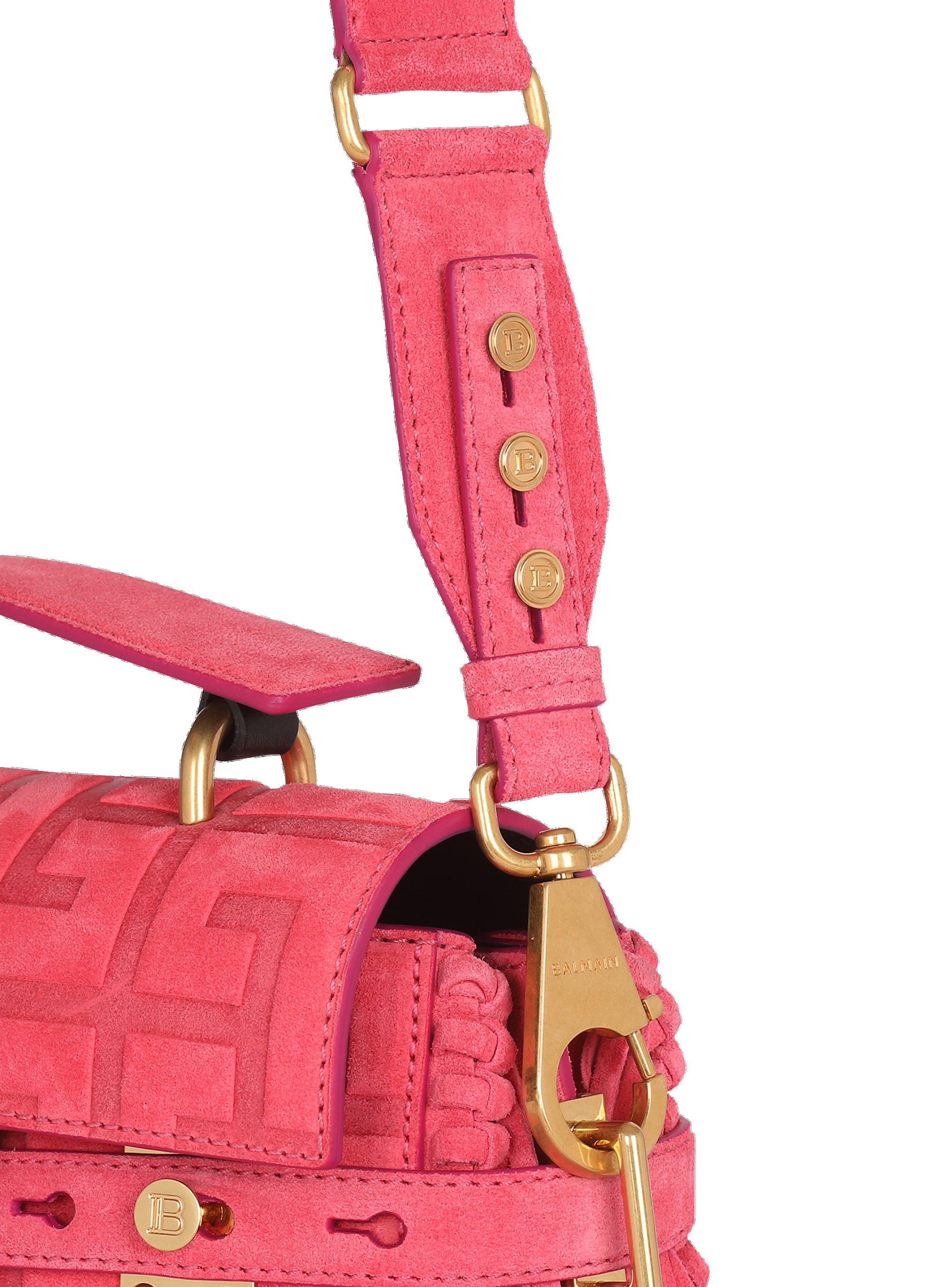 Debossed suede B-Buzz 23 bag with fringe - 8