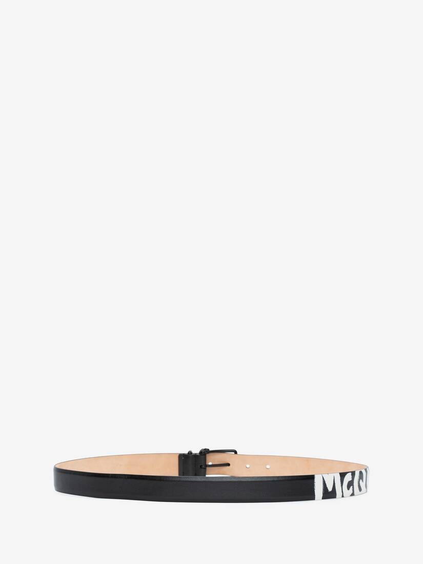 Mcqueen Graffiti Belt in Black/white - 3