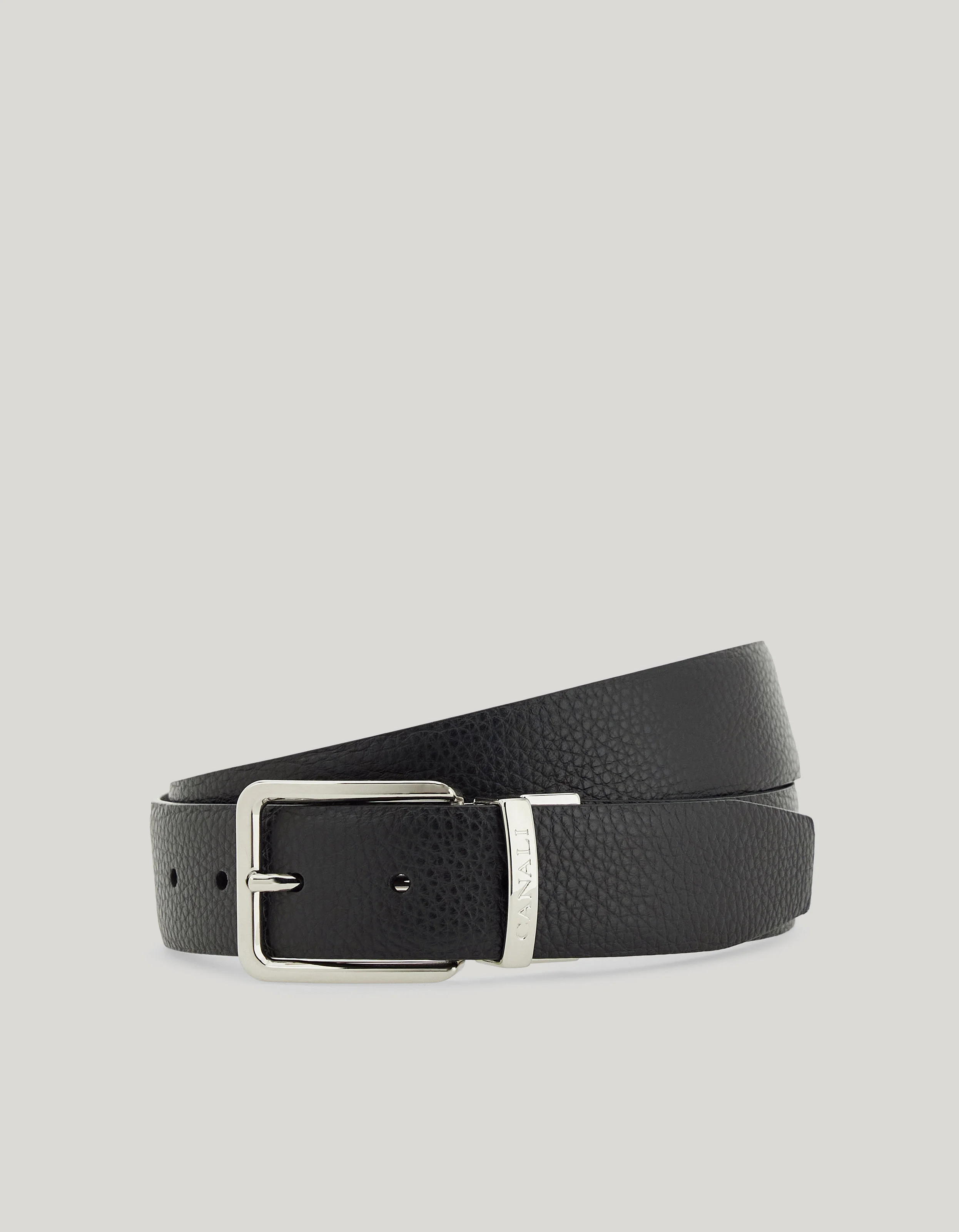 BLACK AND DARK BROWN REVERSIBLE CALFSKIN BELT - 1