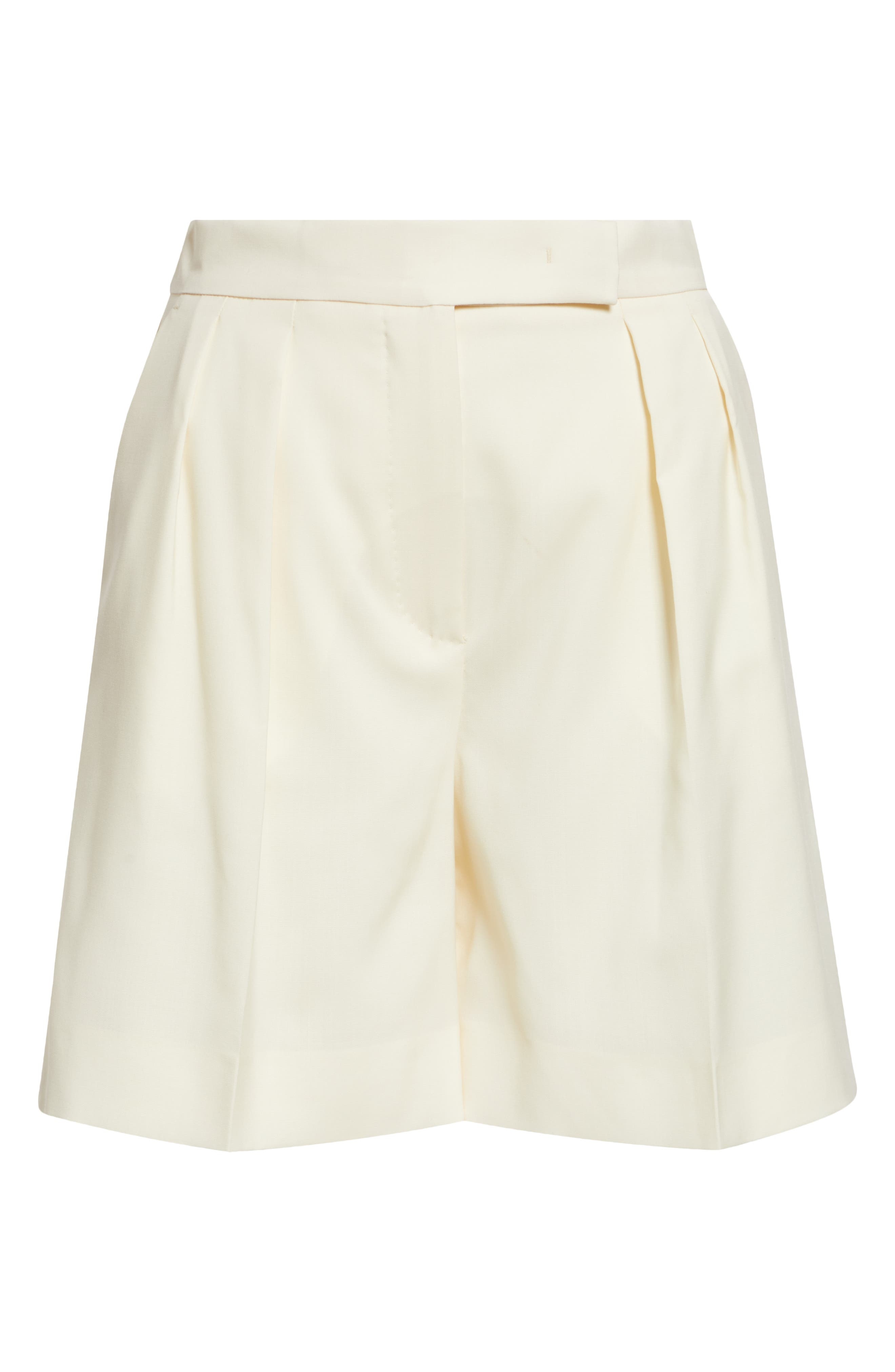Priamo High Waist Pleated Wool Shorts - 6