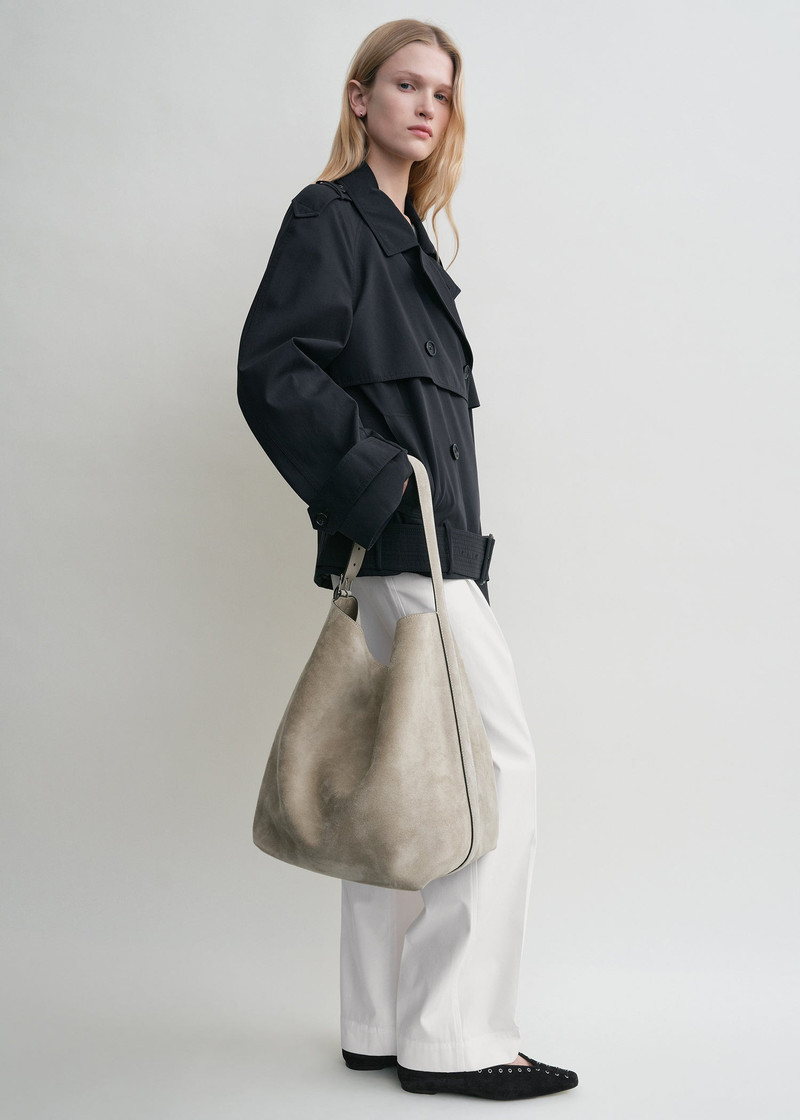 Belted suede tote desert 3