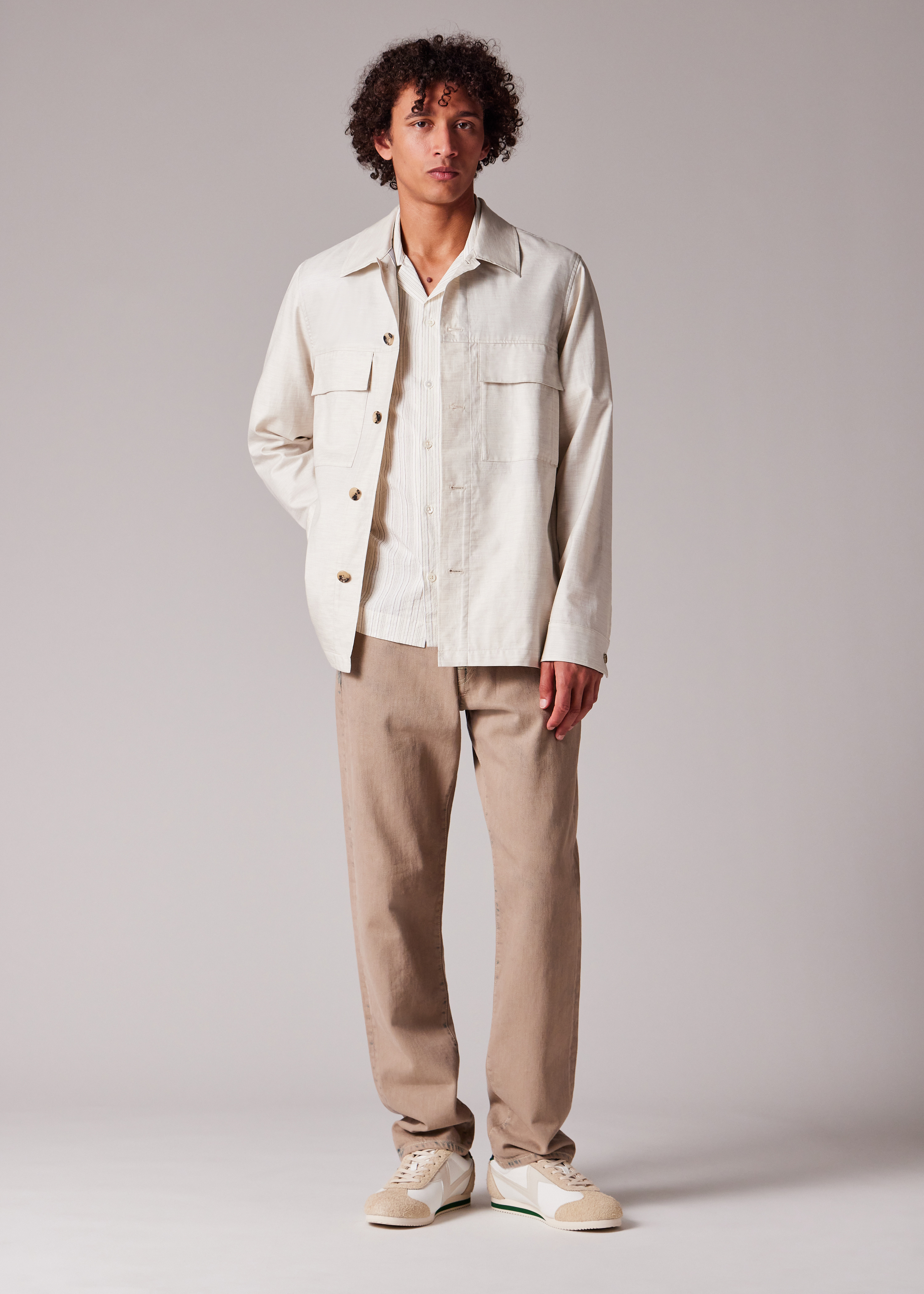 Cream Brushed Cotton-Twill Overshirt - 8