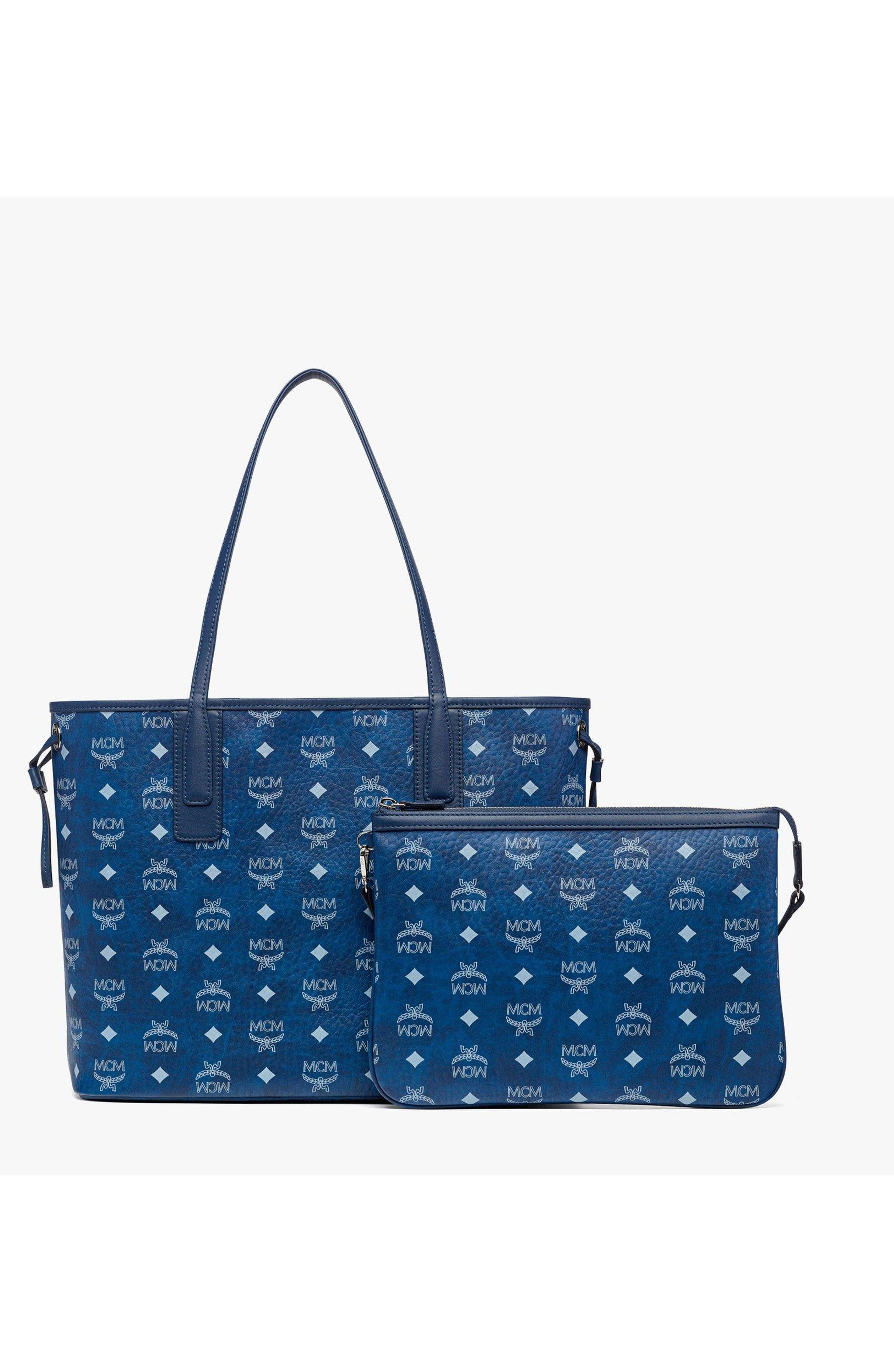 MCM Medium Liz Shopper in Visetos in Blue Visetos at Nordstrom - 4