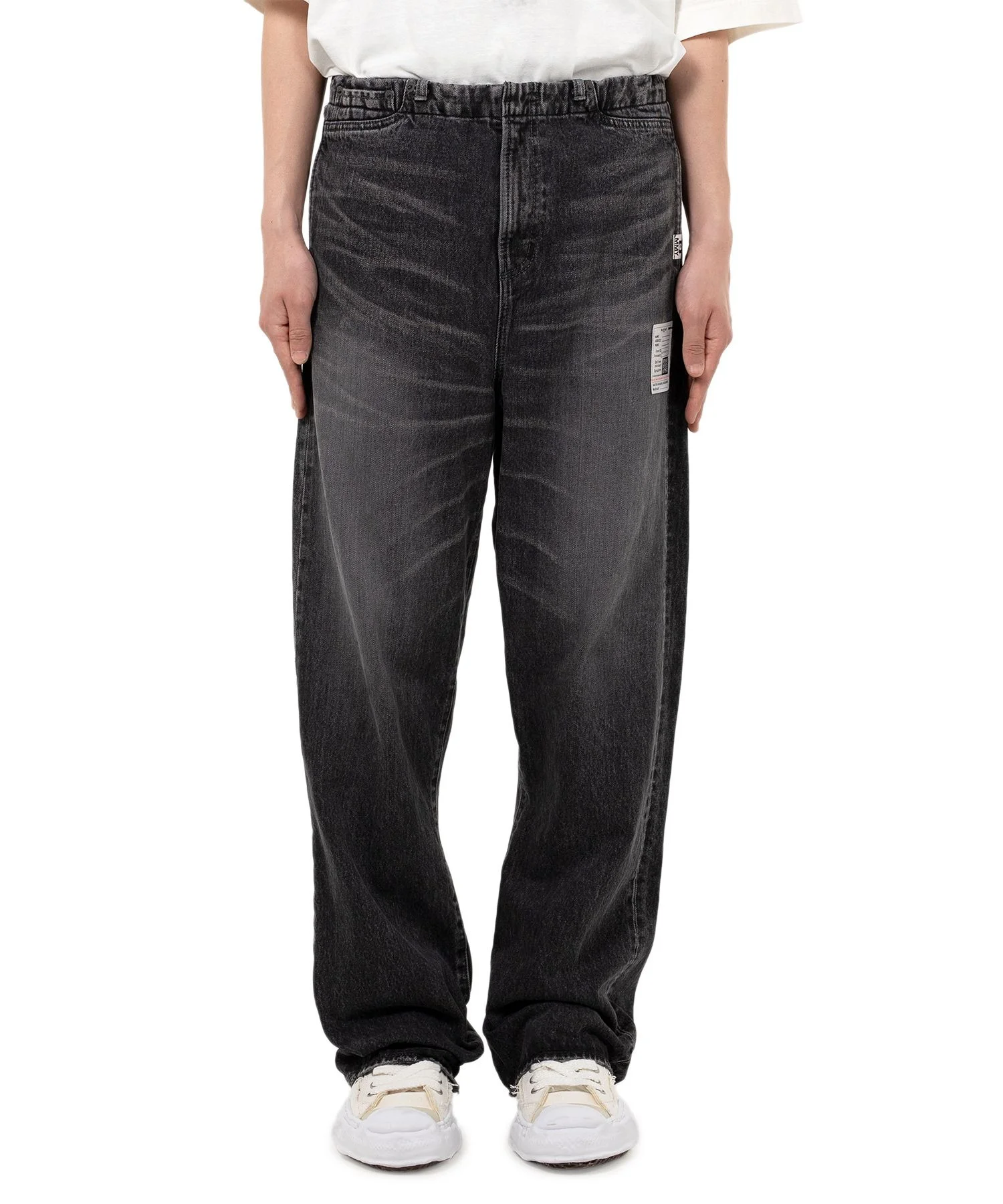 Waist Hem Denim Pants - 1