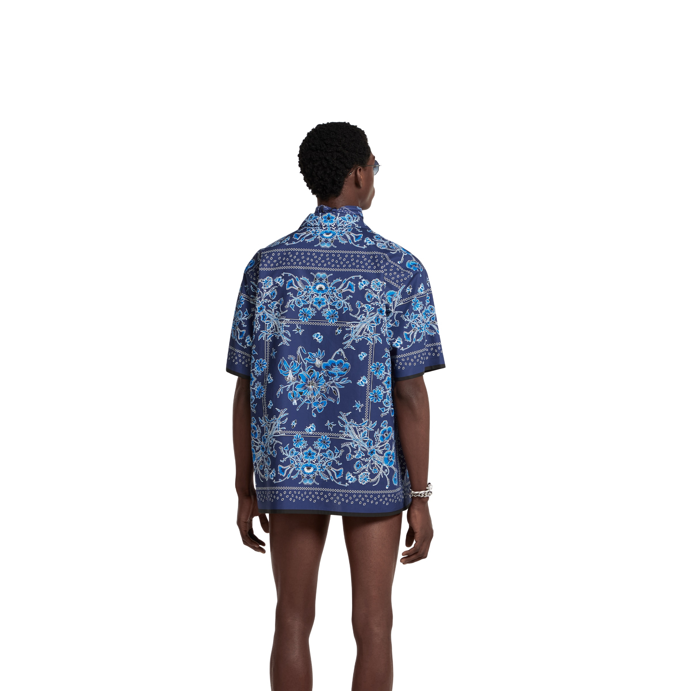 Printed cotton poplin bowling shirt - 4