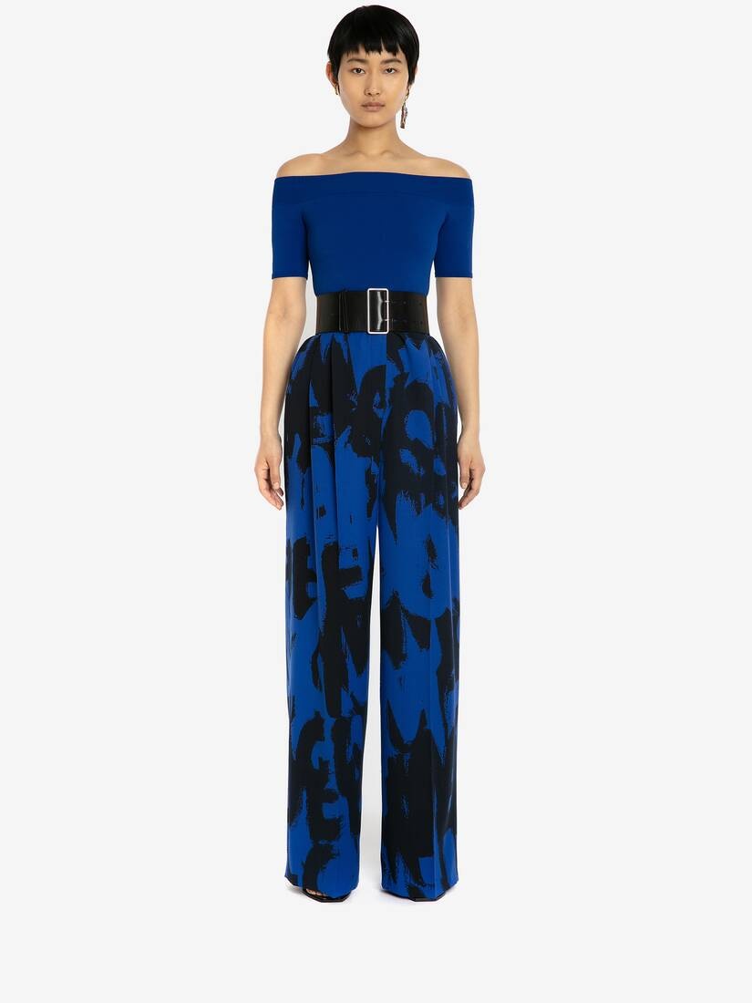 Off-the-shoulder Knit Top in Electric Blue - 2