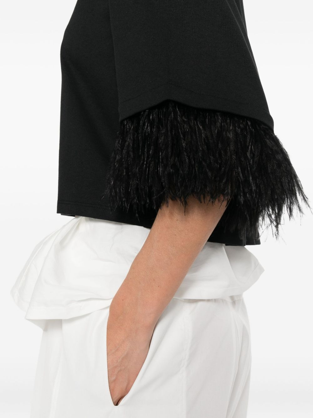 feather-trimmed cotton top - 5
