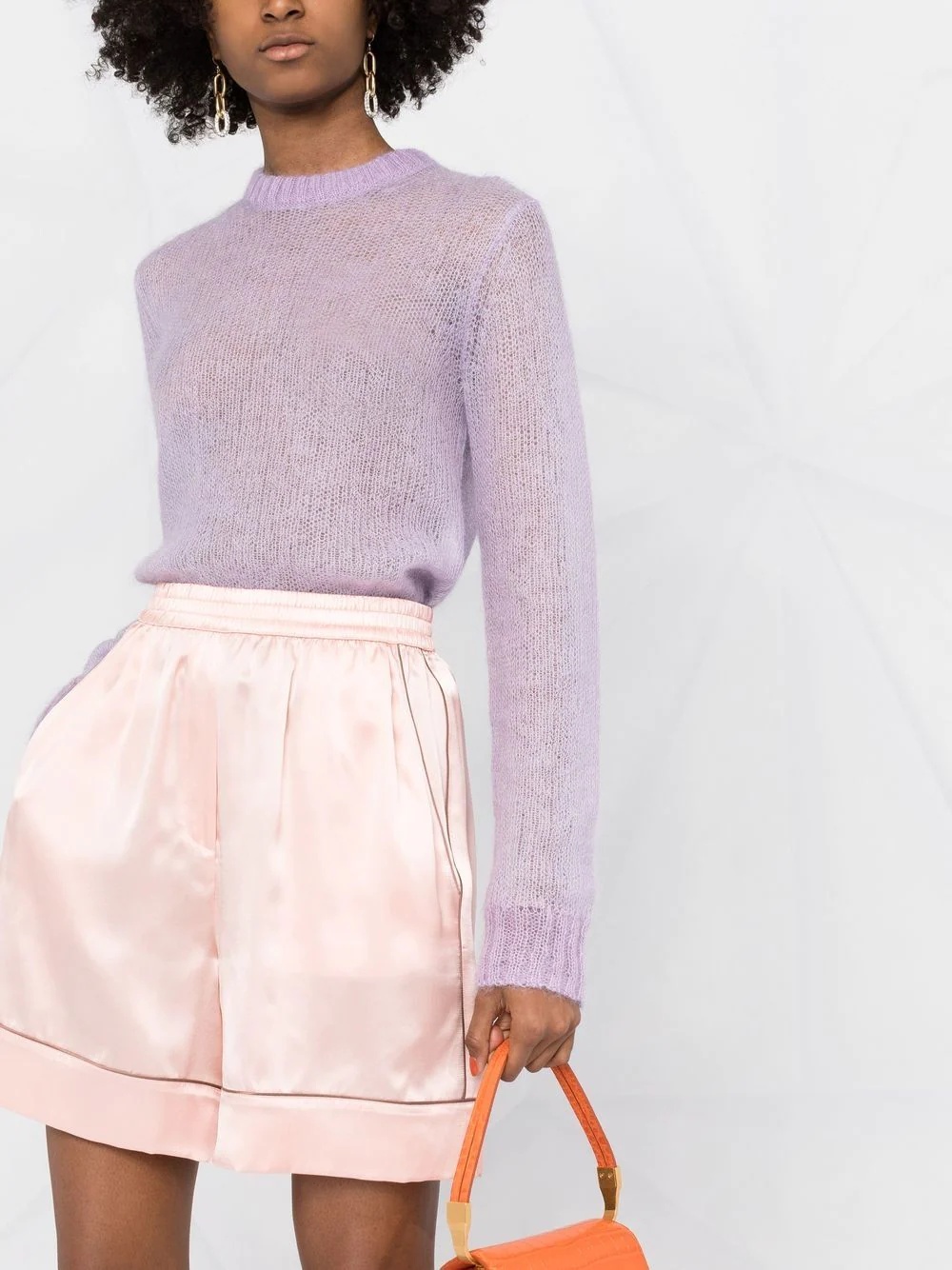 contrast-detail silk shorts - 5