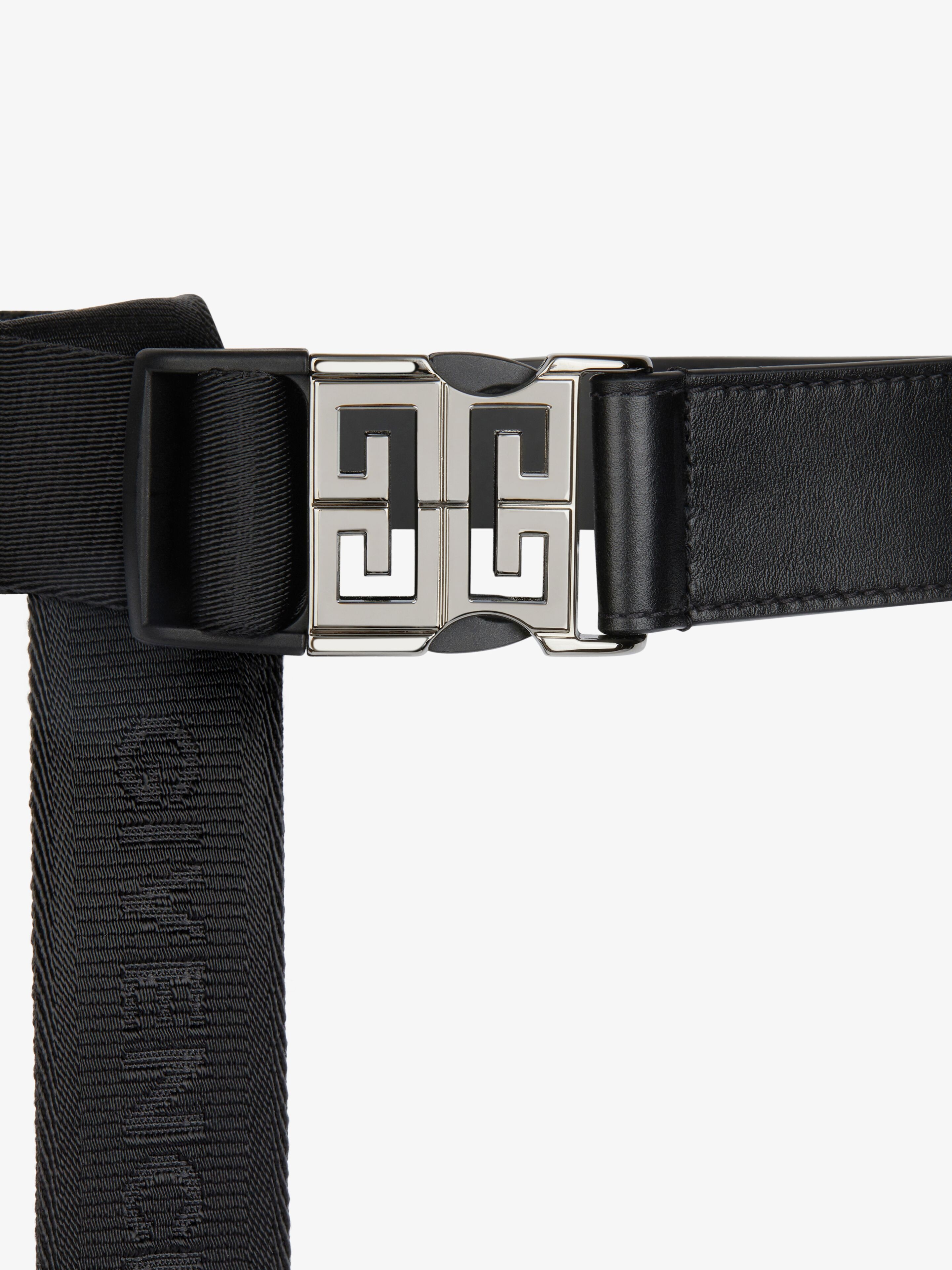 BELT IN LEATHER AND CANVAS WITH 4G BUCKLE - 2