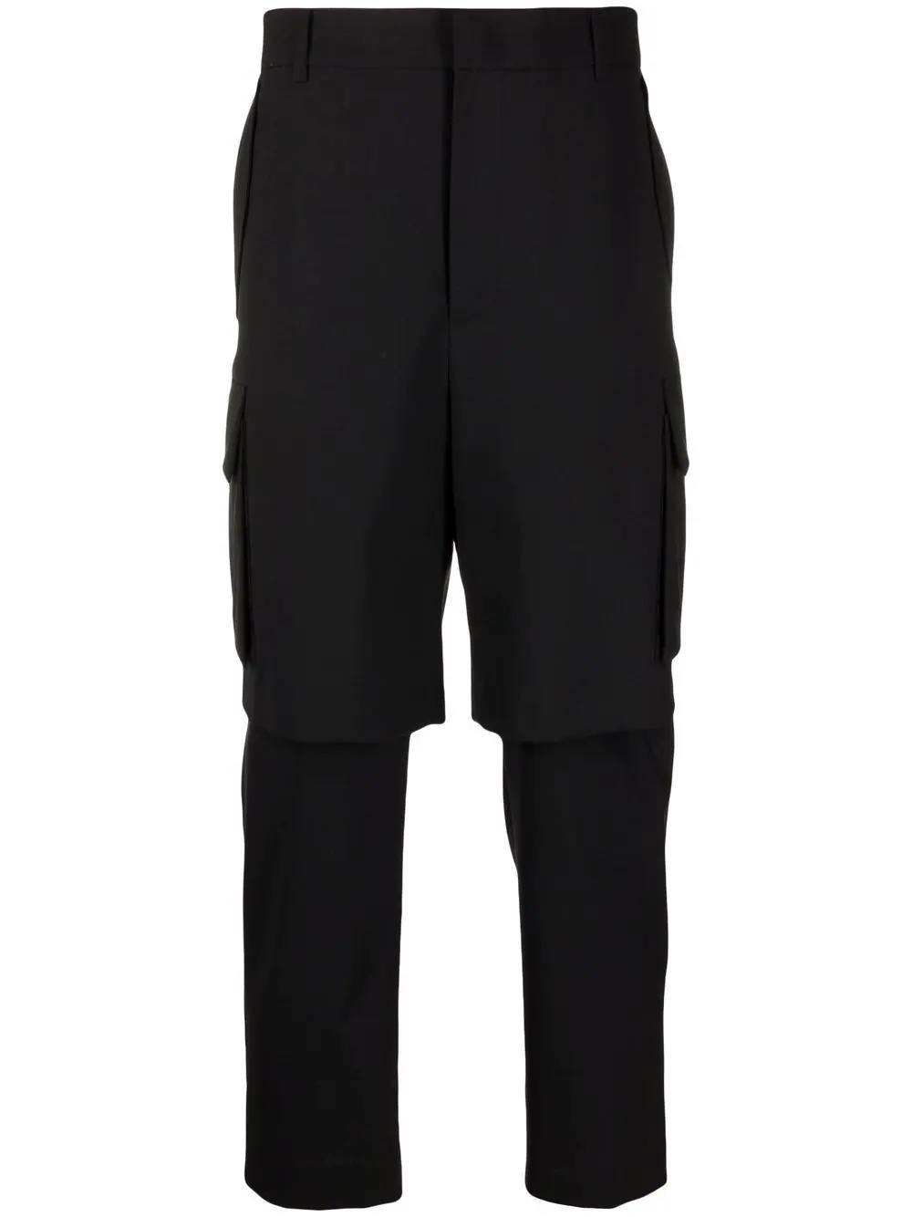 layered straight-leg trousers - 1