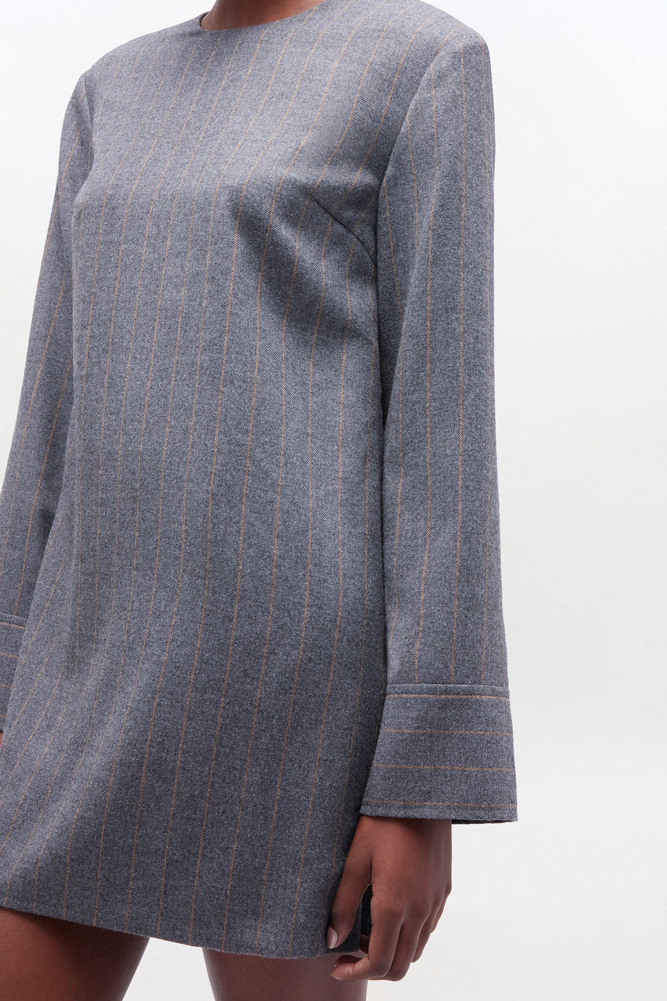 GREY STRIPE CIRCLE COLLAR DRESS - 4