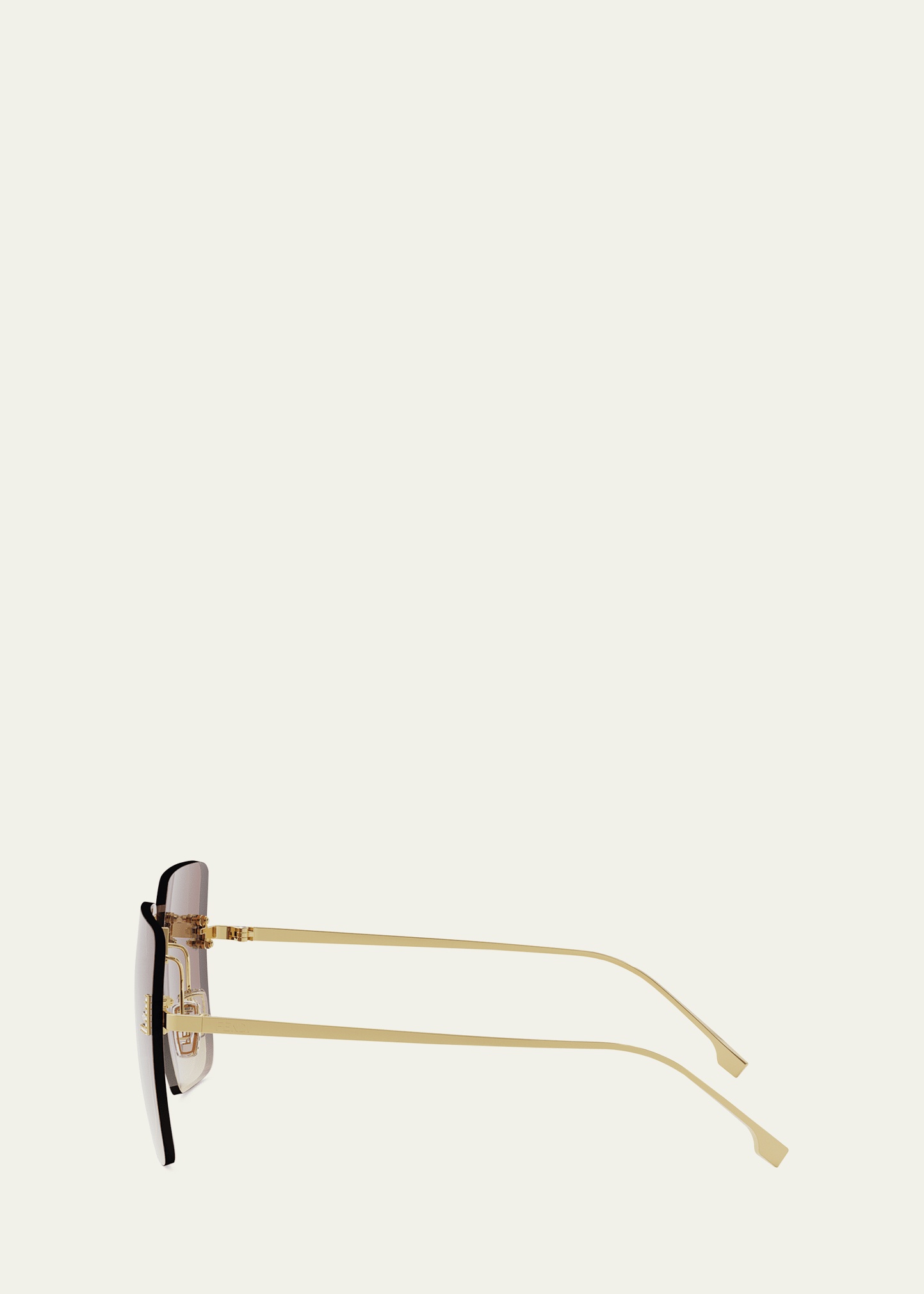 Oversized Rimless Square Metal & Nylon Sunglasses - 3