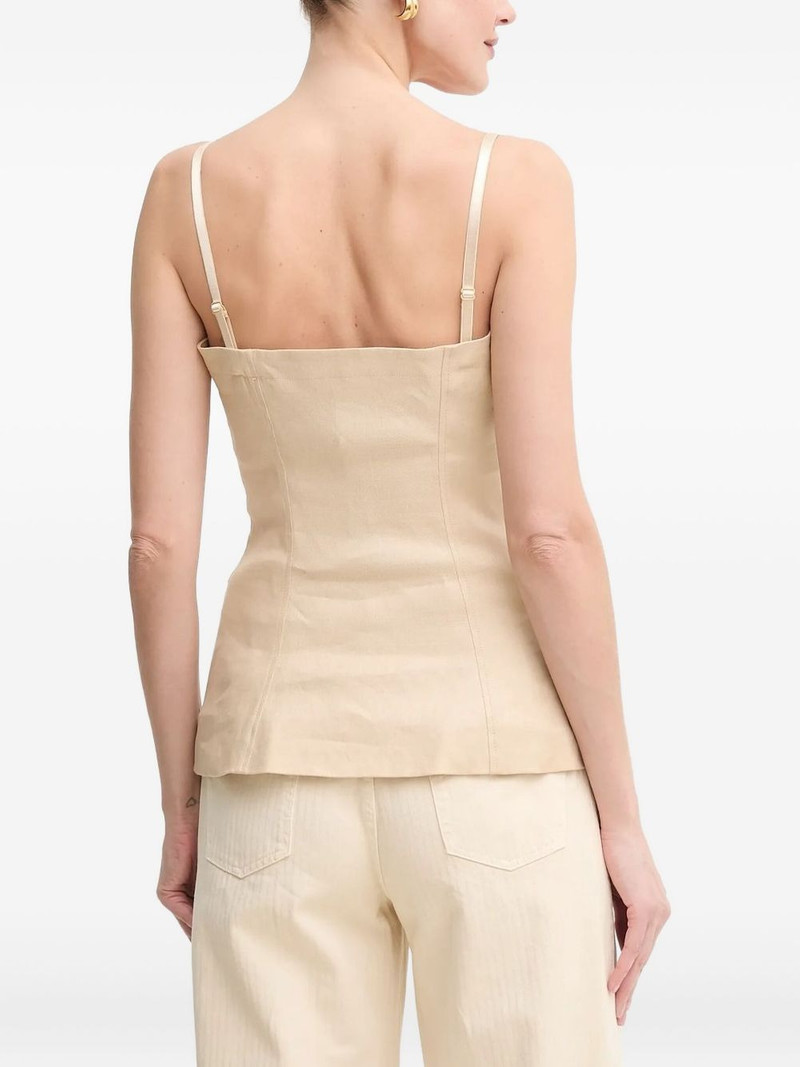 GUESS USA button-front linen-blend top outlook