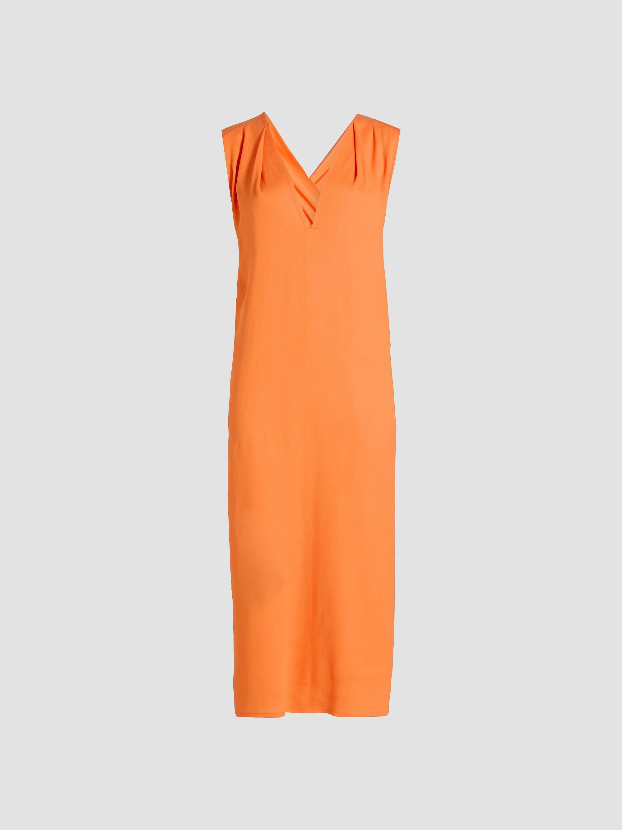 Women's Gathered Shoulder Sable Midi-Dress - Orange - 1