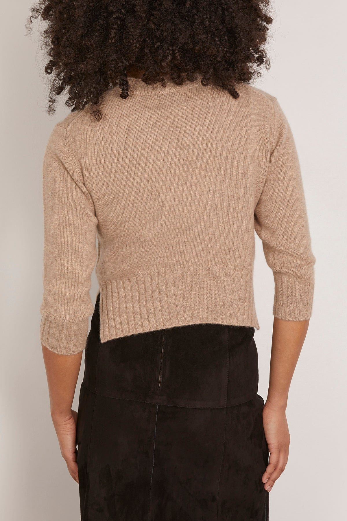 Mora Cropped Sweater in Beige Melange - 4
