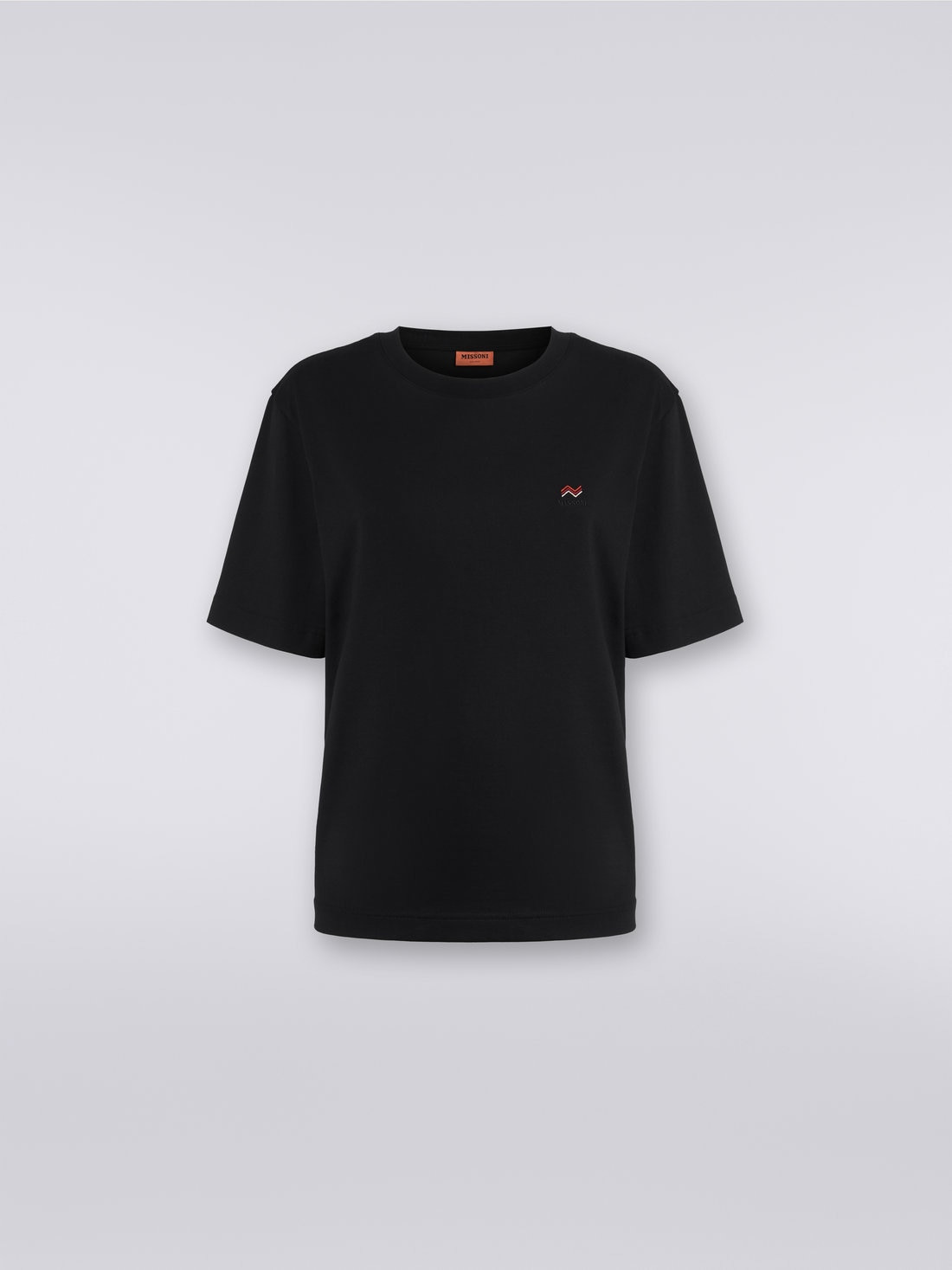 Crew-neck cotton T-shirt with embroidery and logo - 1