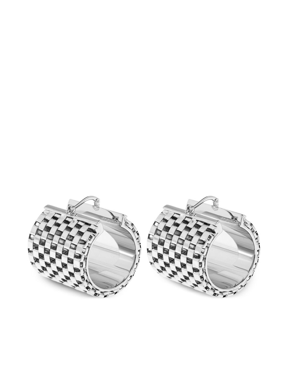 textured hinged-hoop earrings - 3