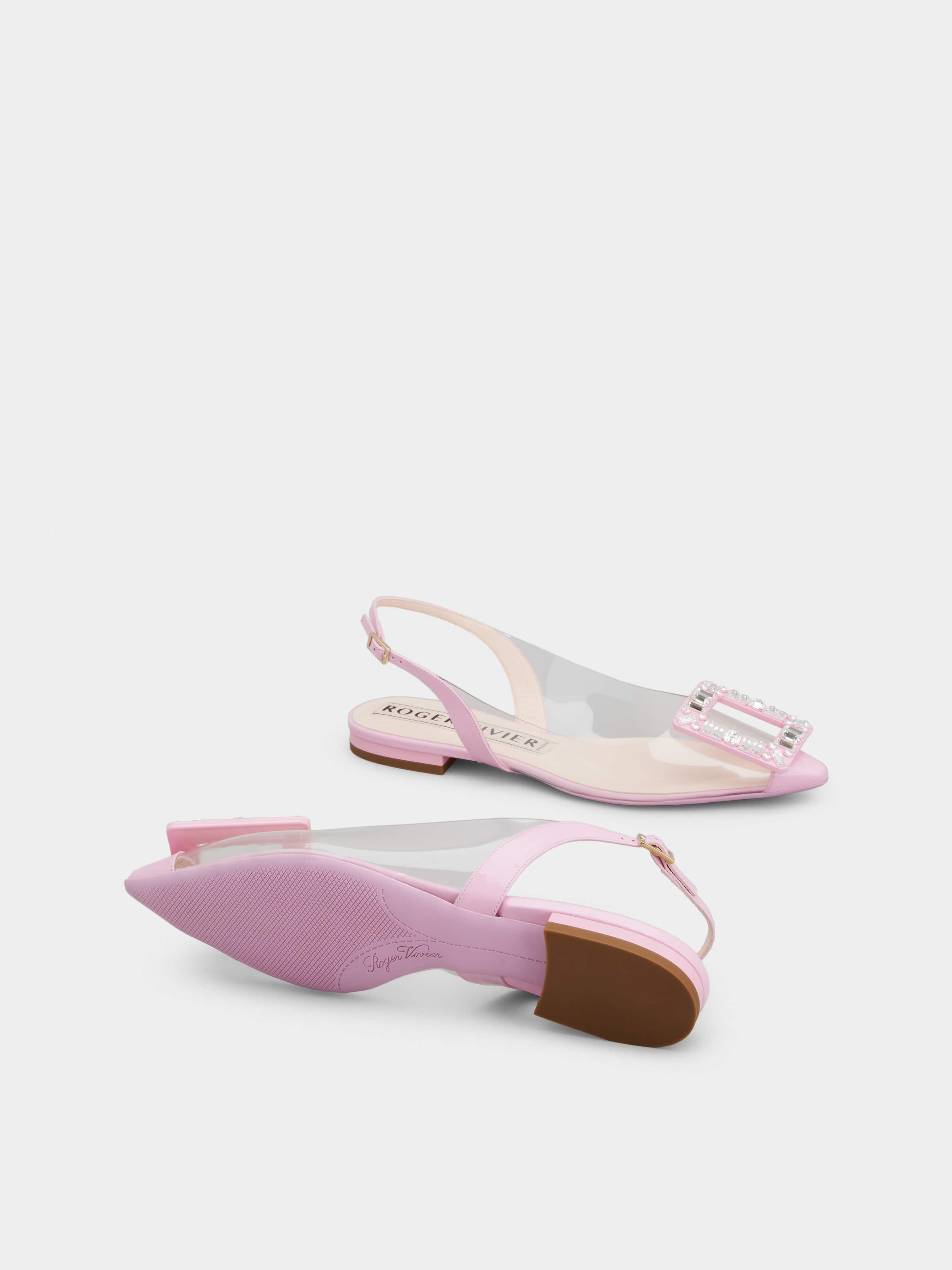 Gommettine Strass Buckle Slingback Ballerinas in PVC - 6