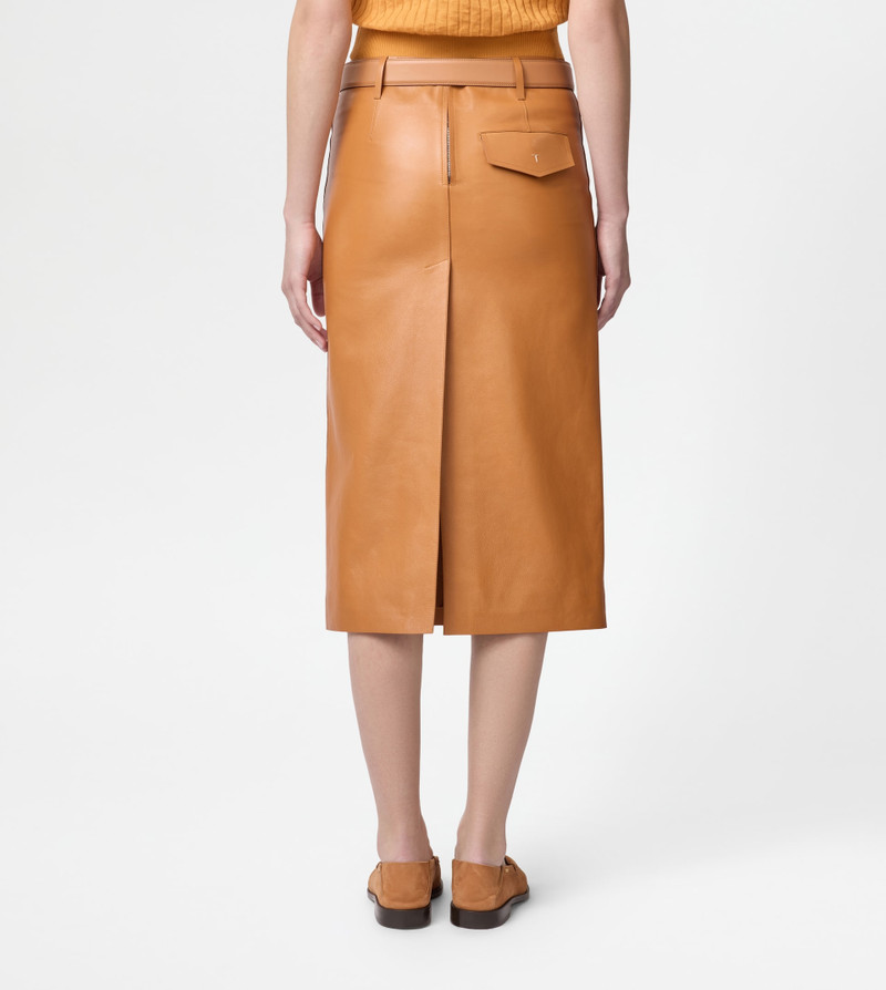 SKIRT IN LEATHER - ORANGE 4