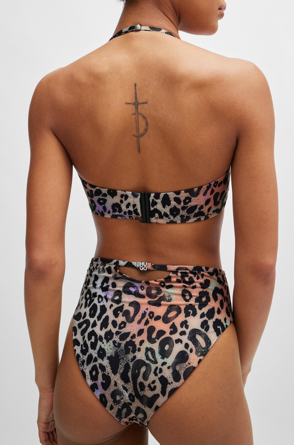 ANIMAL-PRINT BIKINI BOTTOMS WITH STACKED-LOGO CHARM - 4