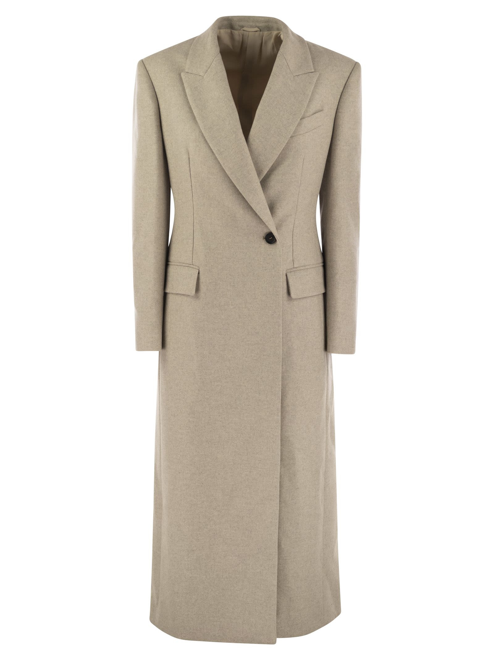 Brunello Cucinelli Women Lightweight Wool Cloth Coat With Jewellery - 1