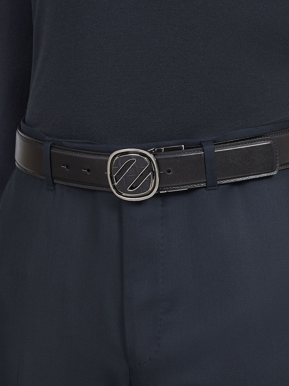 croc-effect logo buckle belt - 3