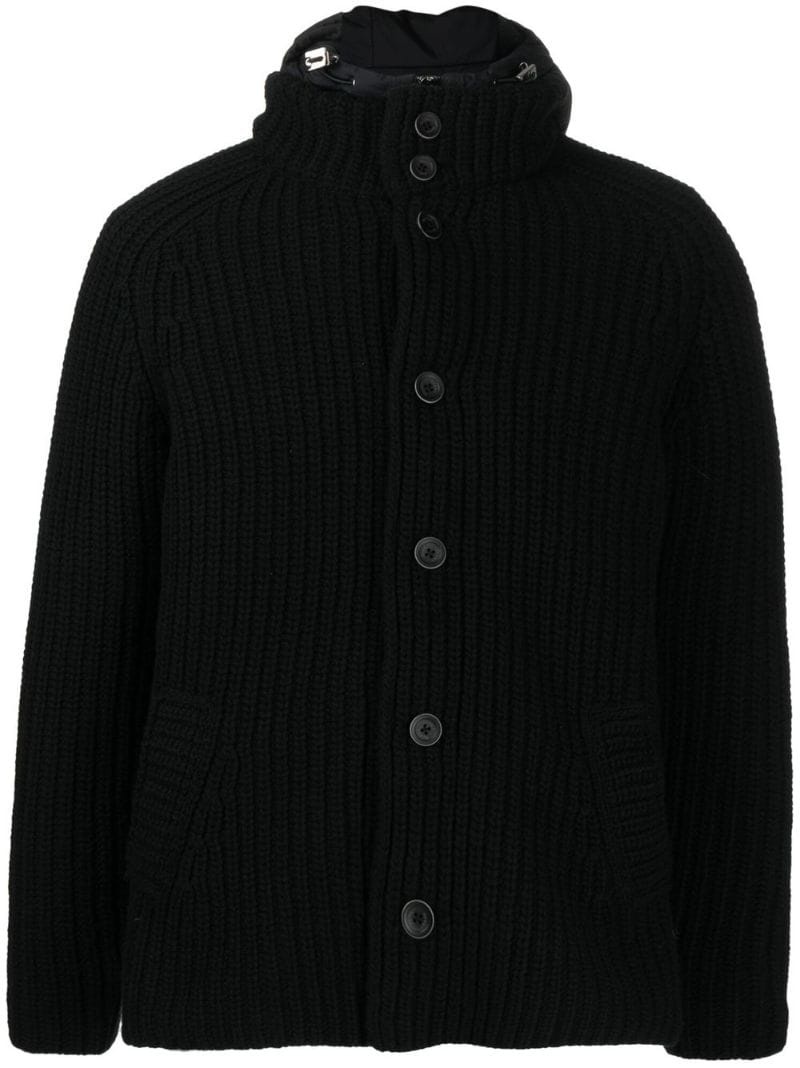 ribbed button-up jacket - 1