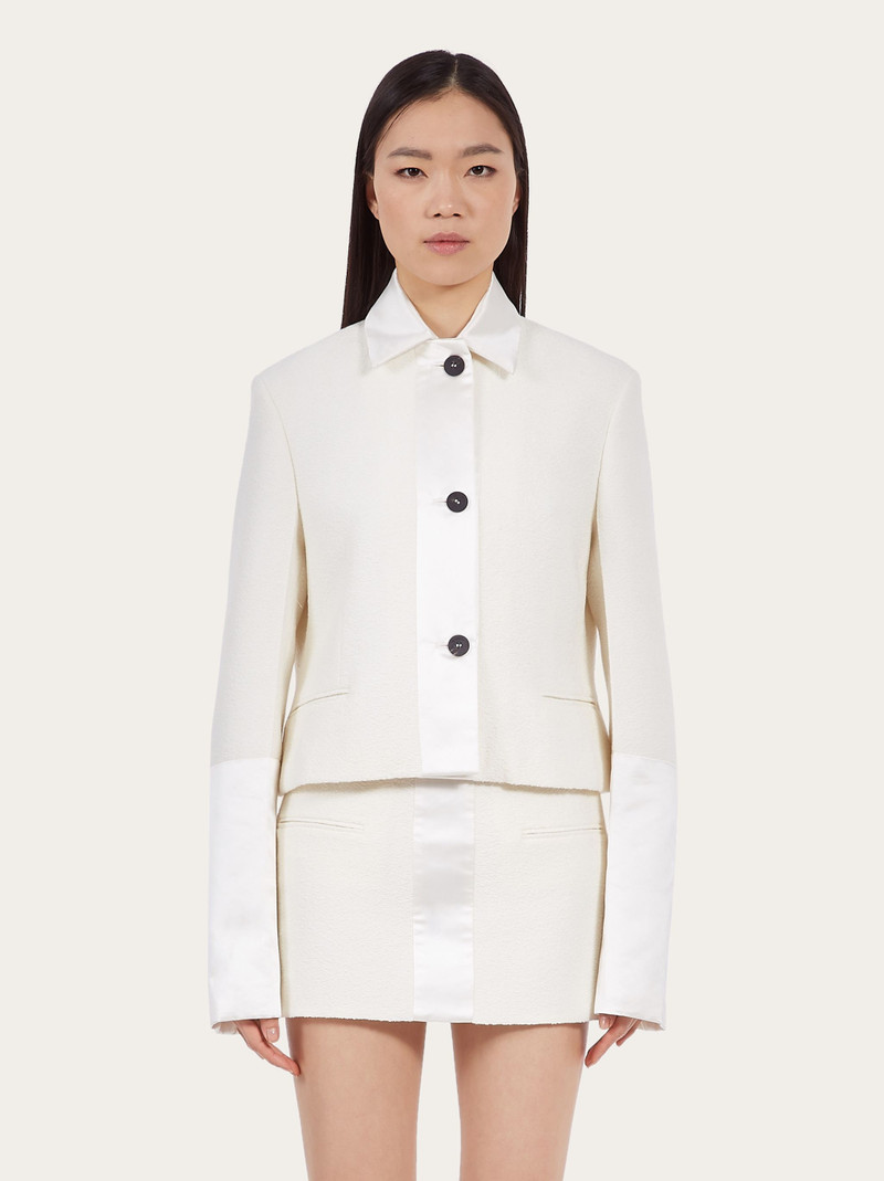 FERRAGAMO Short jacket with satin inserts outlook