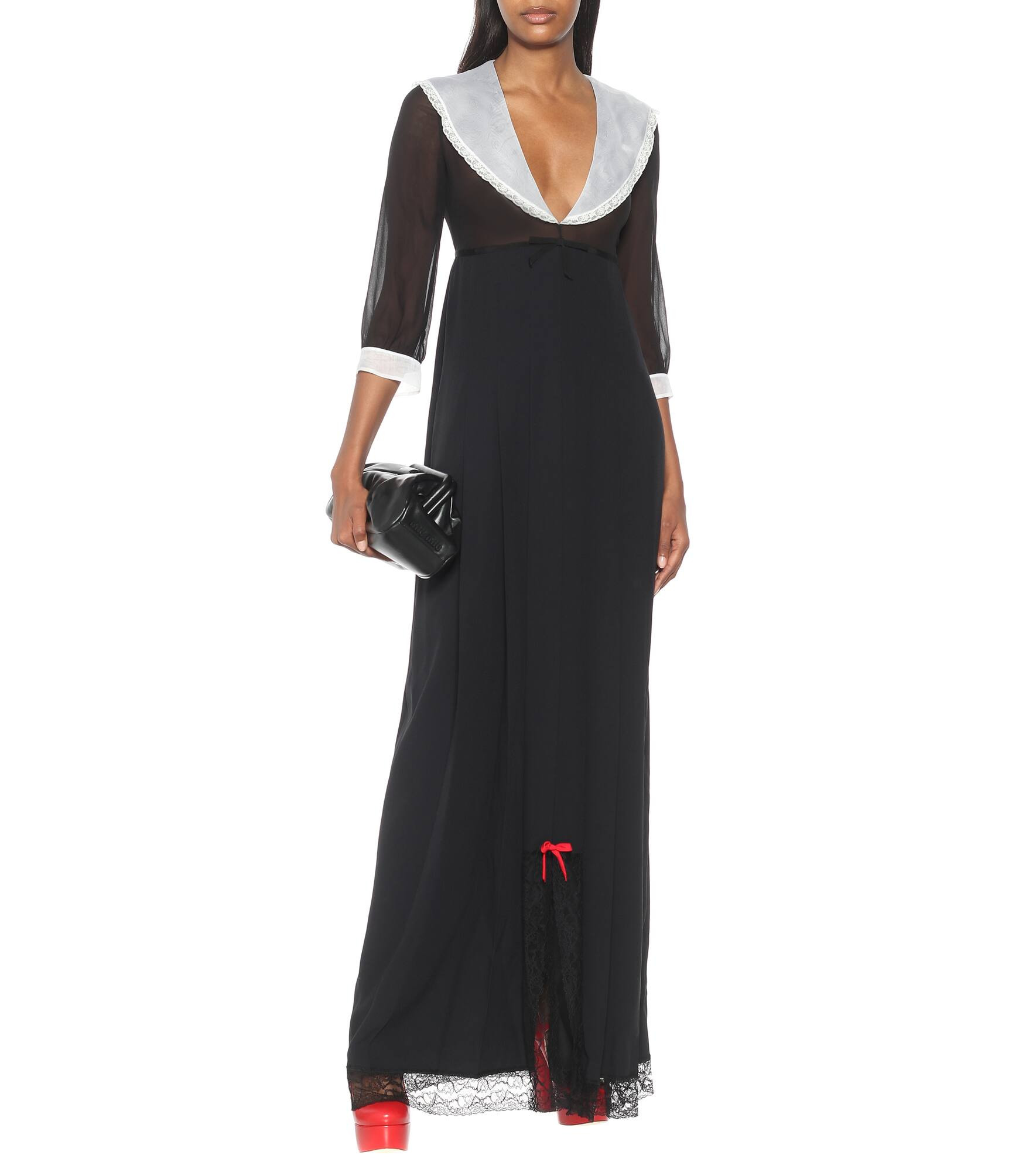 V-neck silk gown - 2