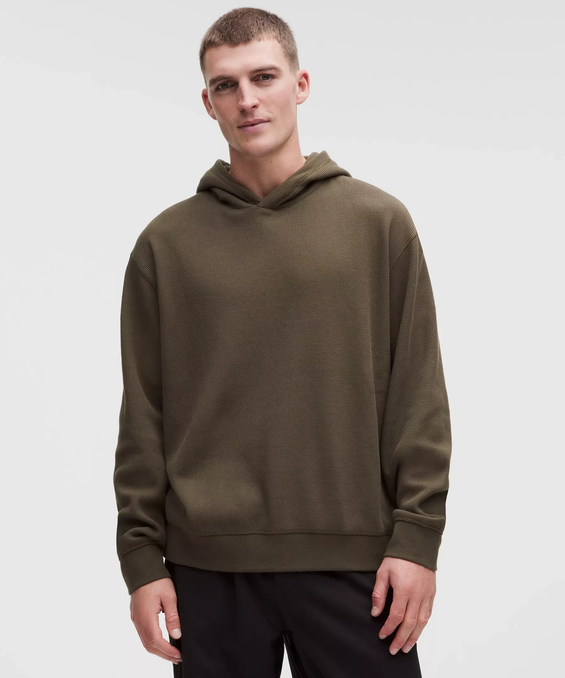 Cotton-Blend Relaxed-Fit Waffle Knit Hoodie - 1