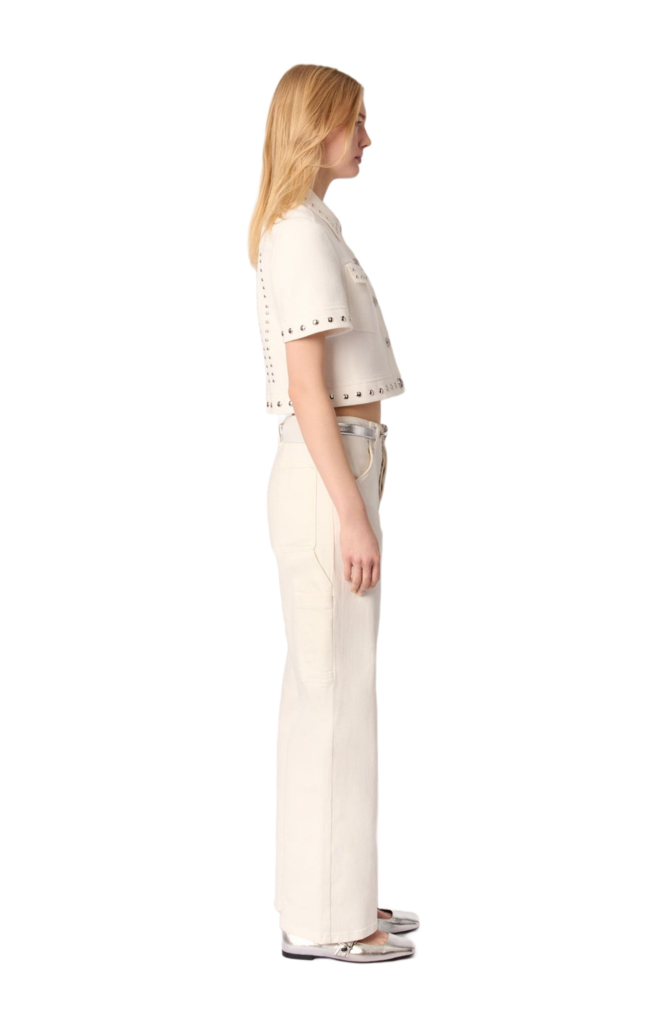 maje Studded cropped cardigan in Ecru at Nordstrom - 2