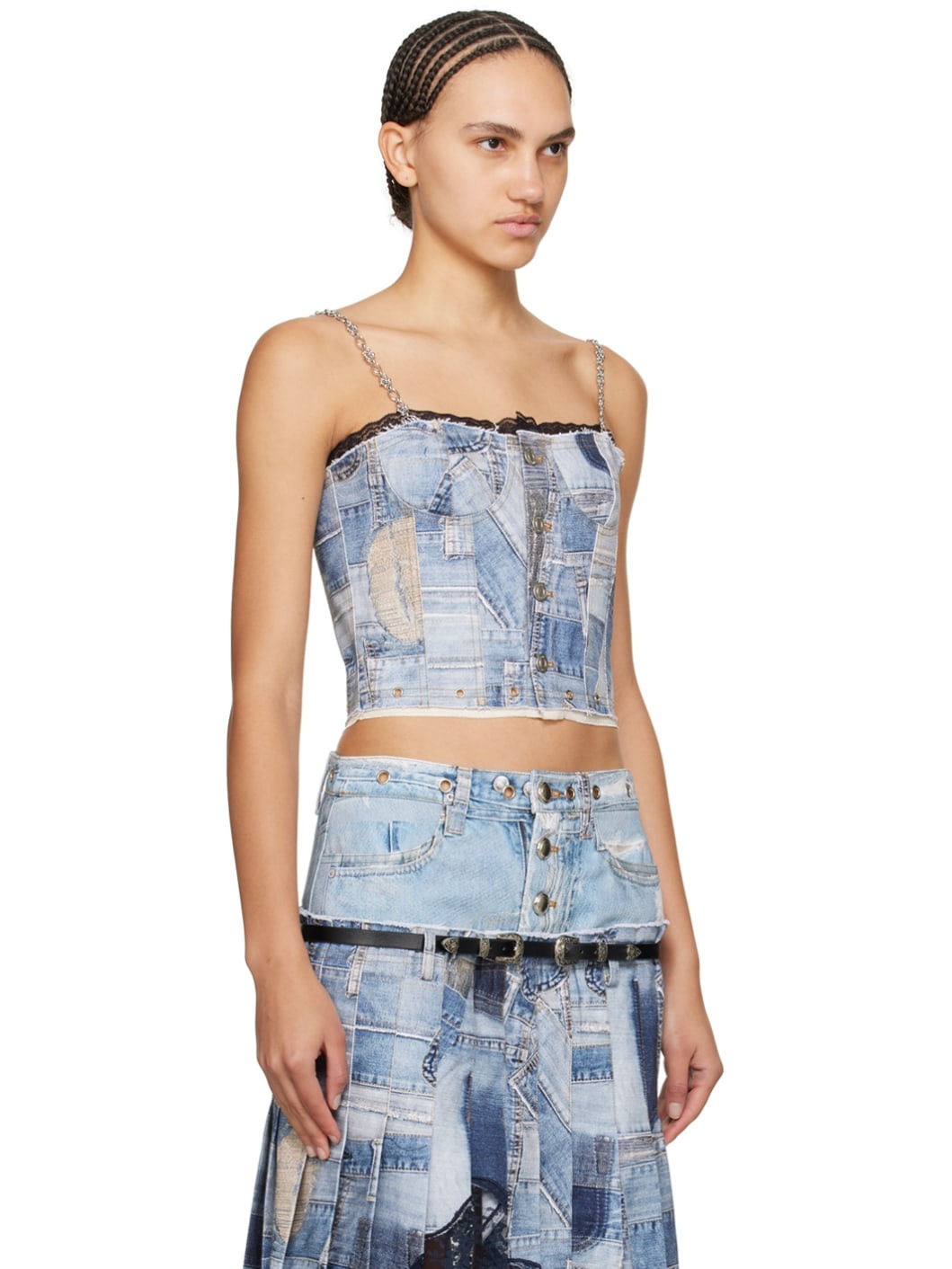 Blue Trompe L'œil Denim Tank Top - 2