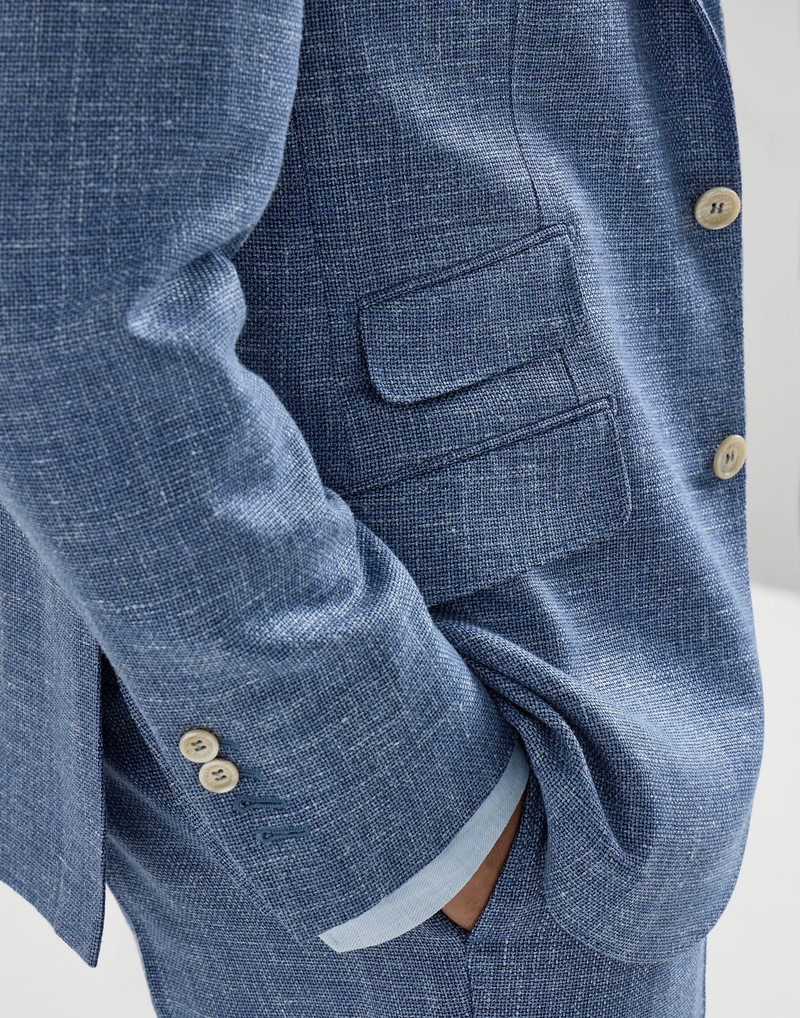 Virgin wool, silk and linen hopsack deconstructed Cavallo blazer 4