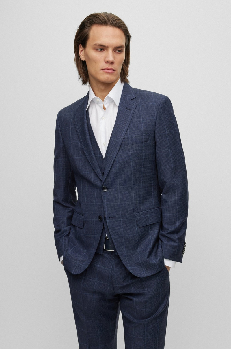 THREE-PIECE SLIM-FIT SUIT IN CHECKED VIRGIN WOOL 3