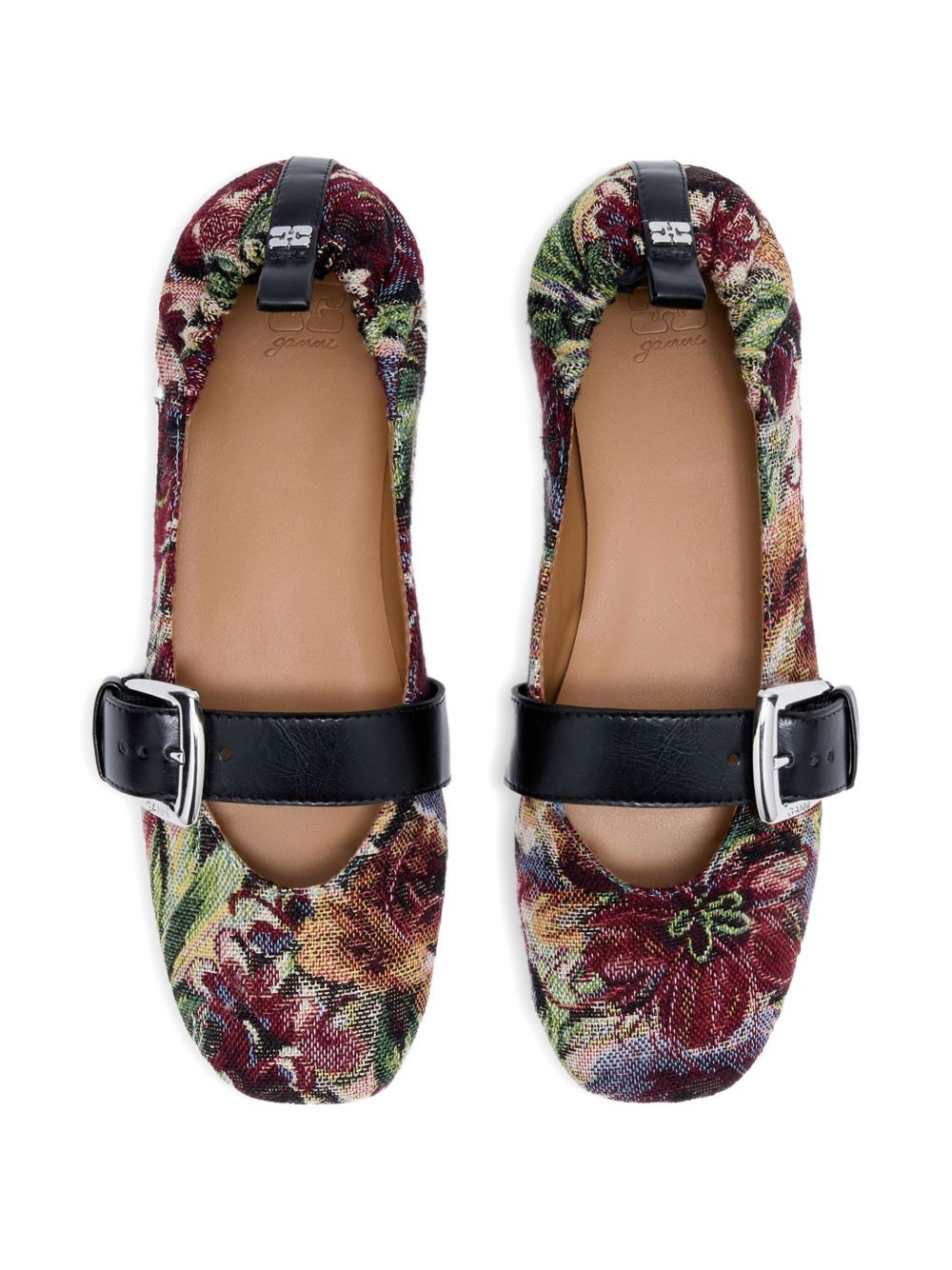 tapestry-weave buckled ballet flats - 3