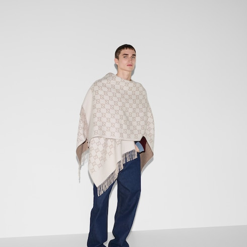 GG wool jacquard cape - 4