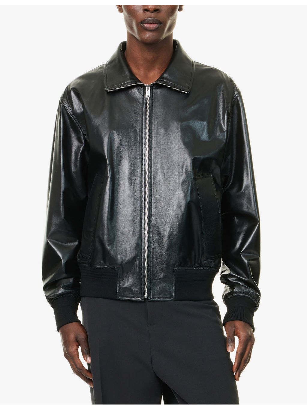 Blouson-Sleeve Regular-Fit Nappa-Leather Jacket - 3