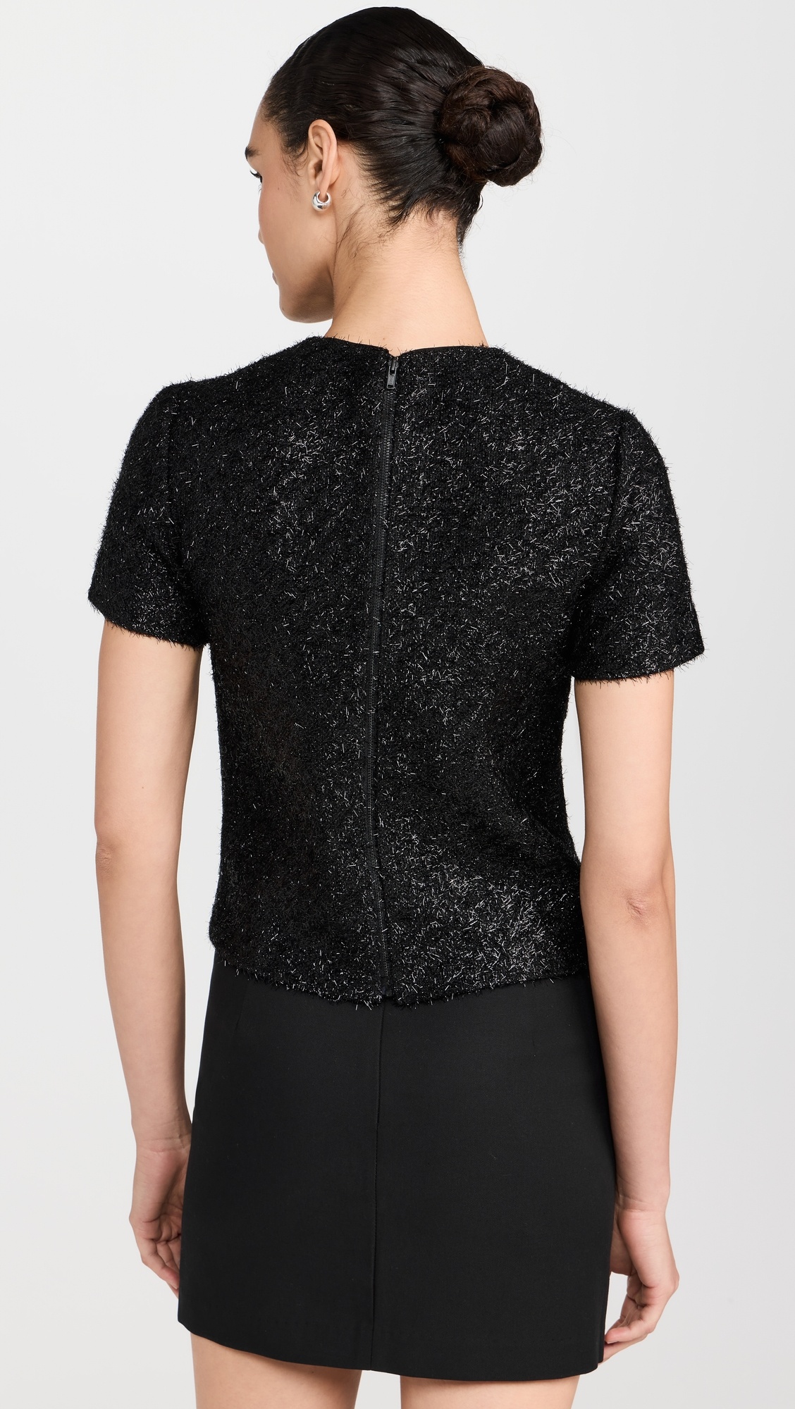 Black Tinsel Boucle Top - 2