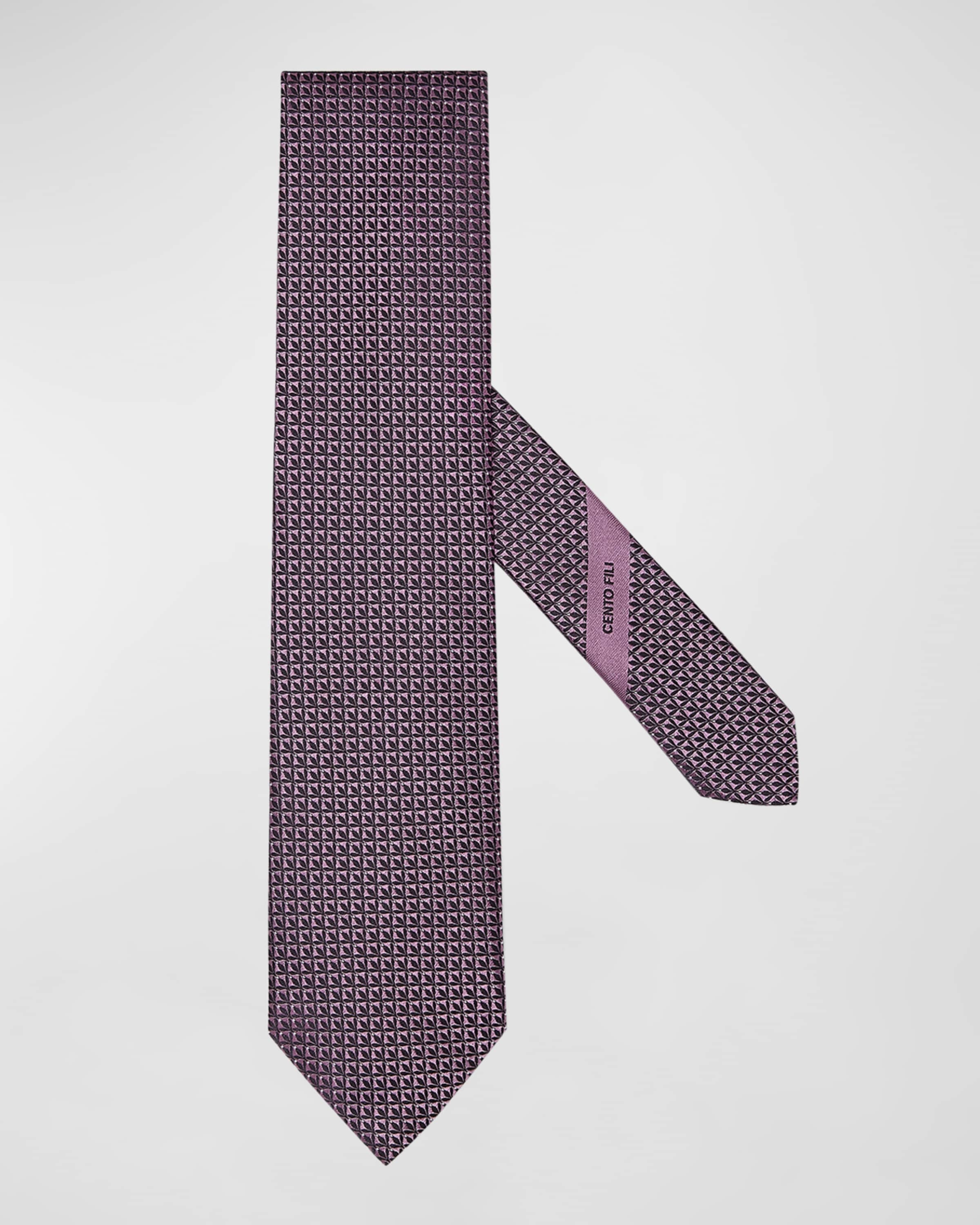 Men's Geometric Silk Tie - 1