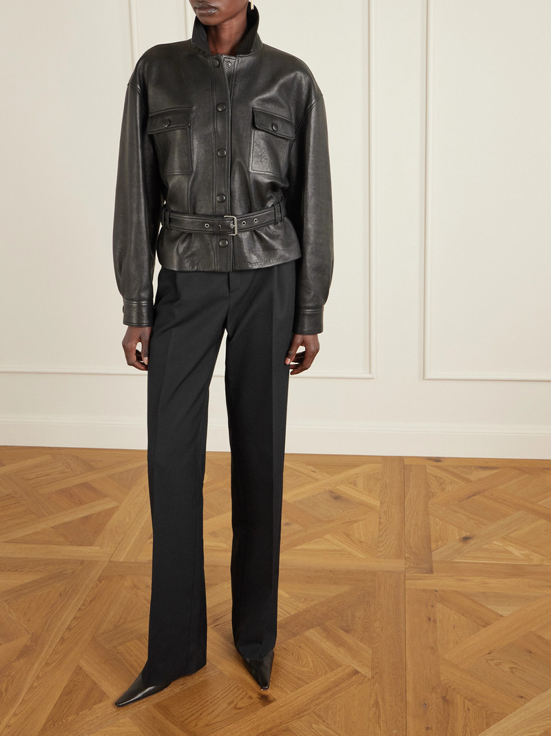 SAINT LAURENT Pleated Grain De Poudre Wool Straight-leg Pants outlook