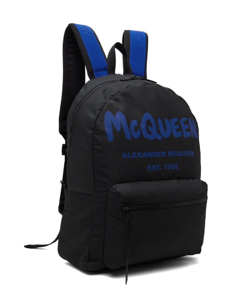 Alexander McQueen Black Graffiti Metropolitan Backpack outlook