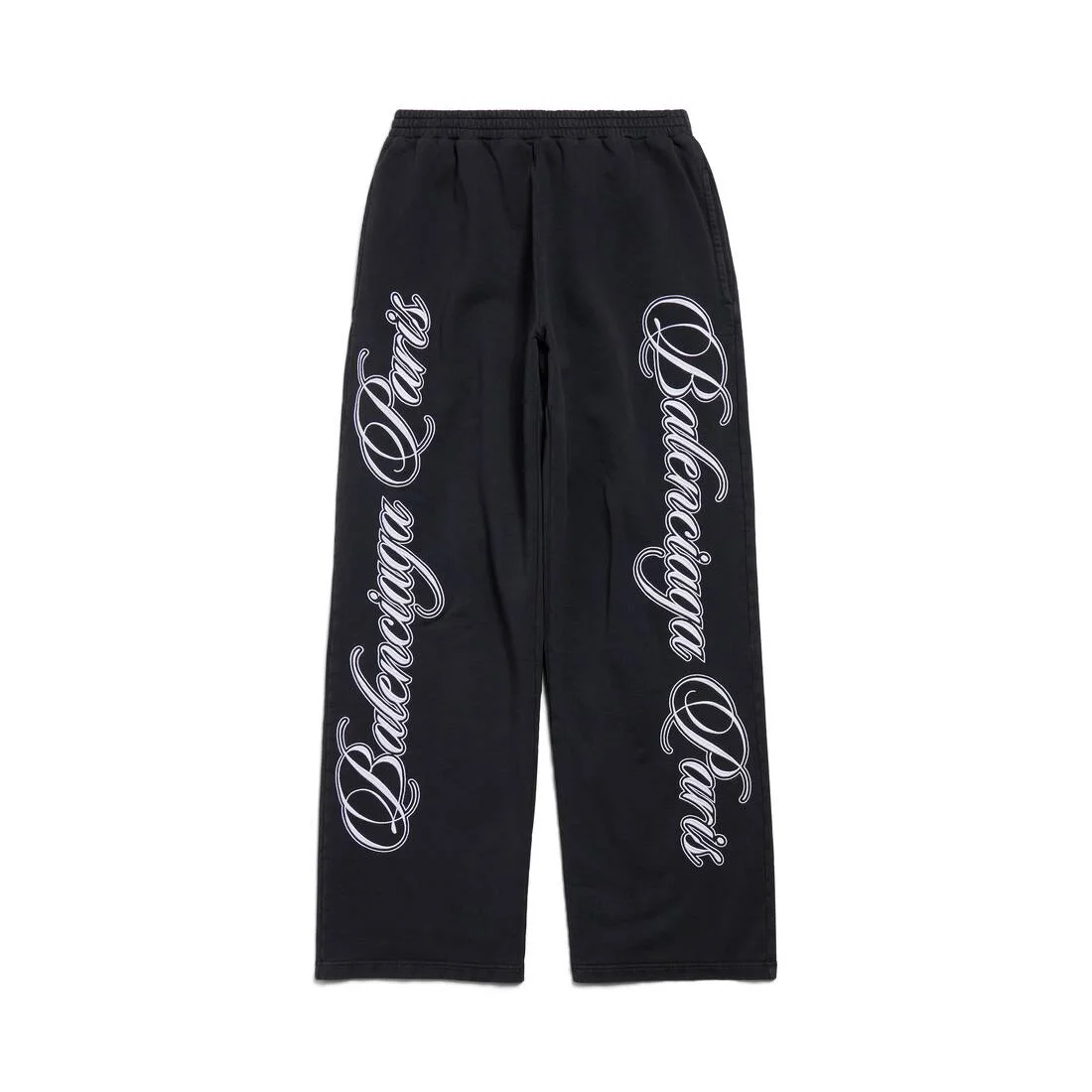 Men's Cursive Baggy Pants in Black/white - 1