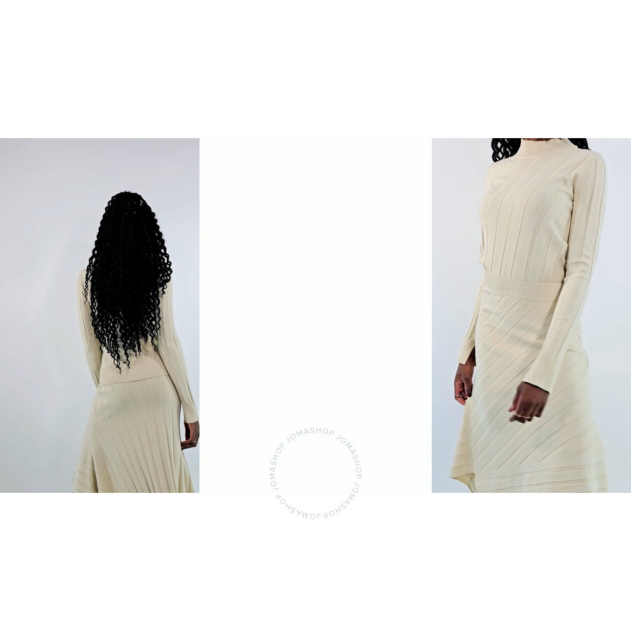 Stella McCartney White Asynnetric Hem Rib-Knit Skirt - 3