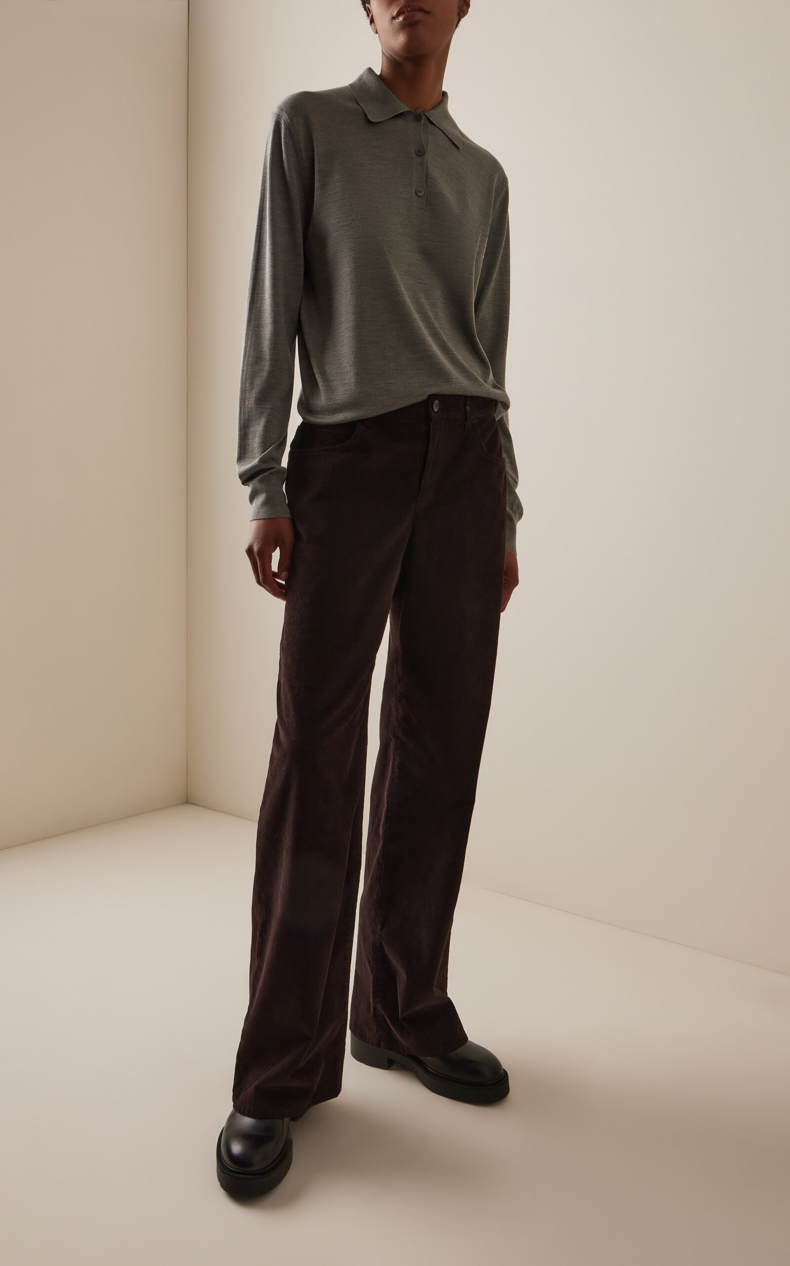 Lilienne Silk Knit Polo Top grey - 3