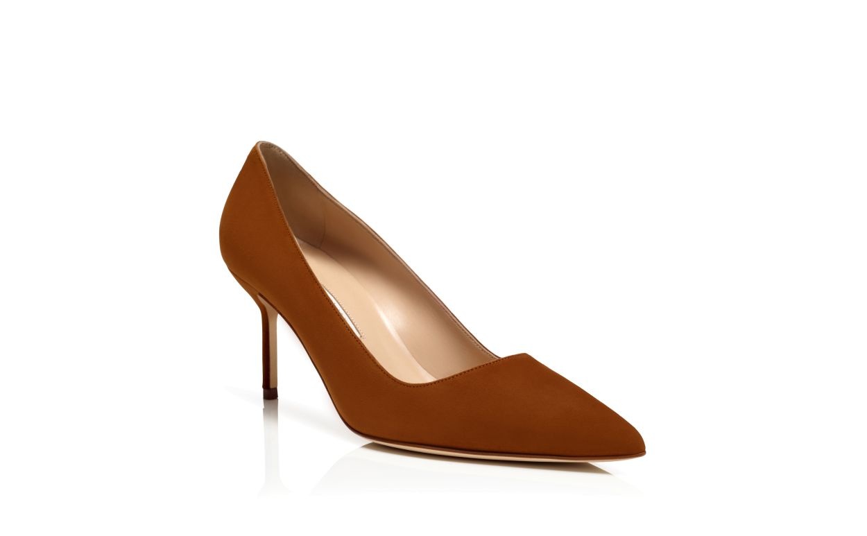 Brown Suede Pointed Toe Pumps - 3
