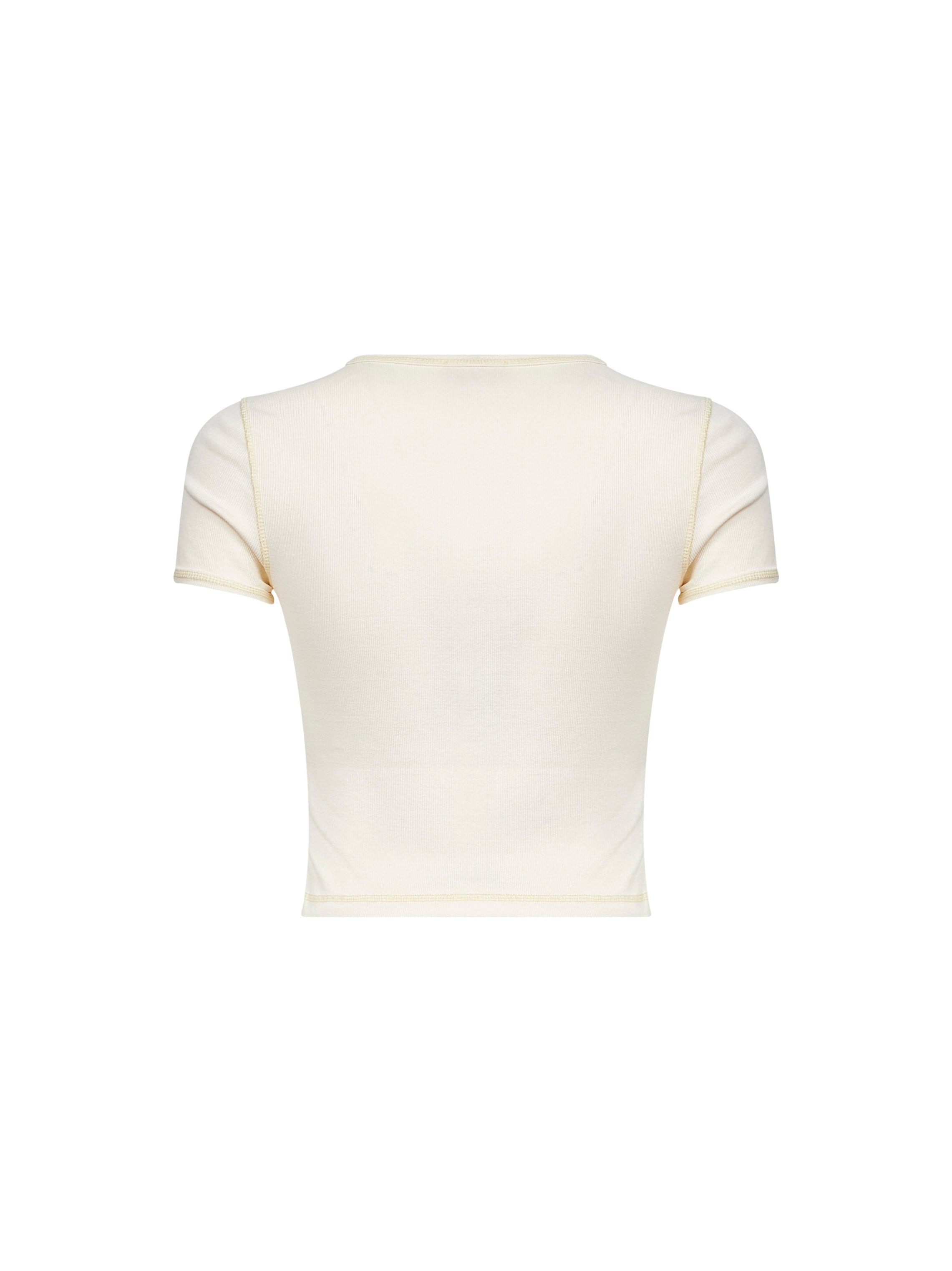 Ivory ribbed stretch cotton T-Ele T-shirt - 2